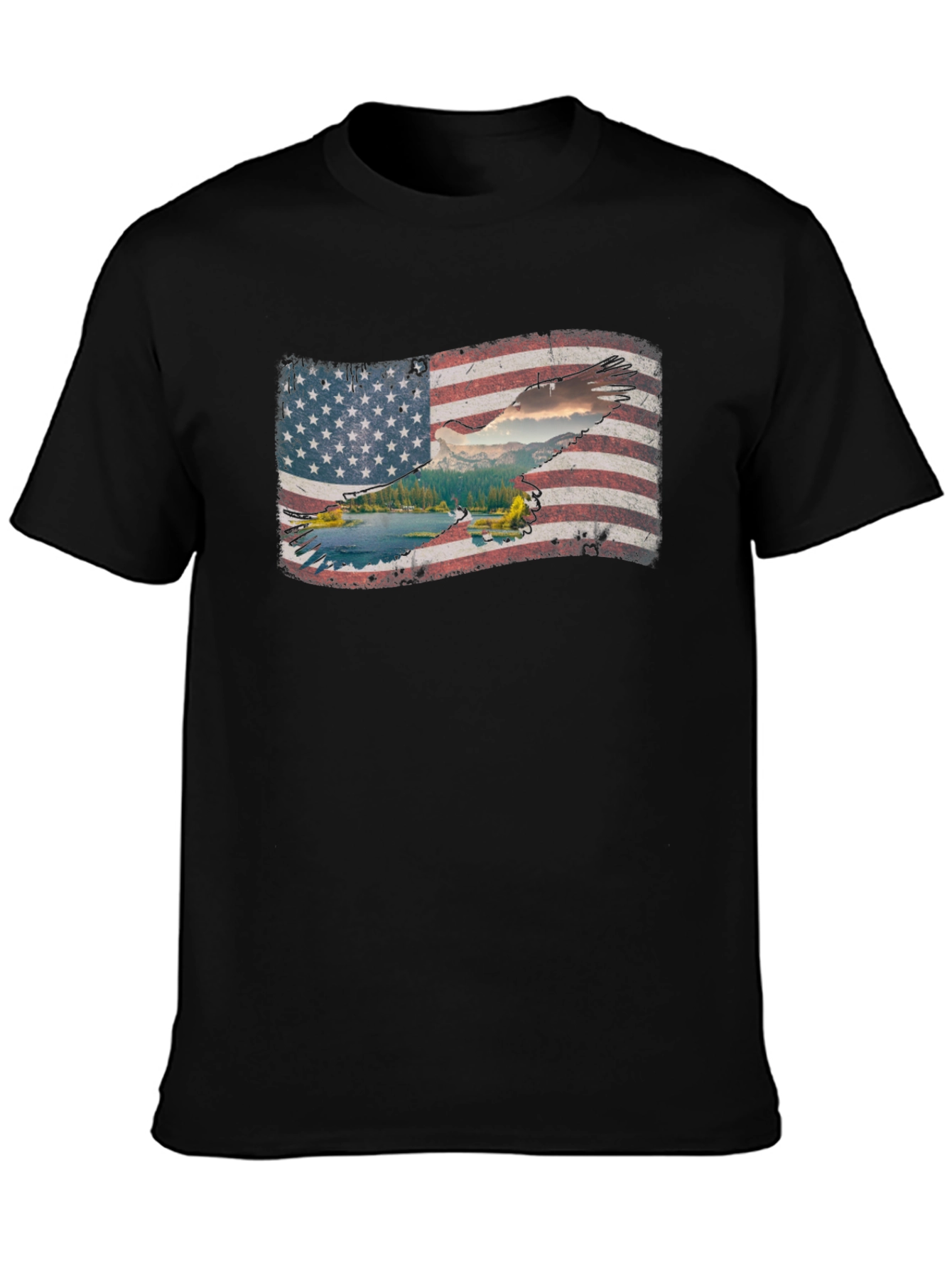 American Flag Eagle Graphic T-Shirt - Patriotic Style