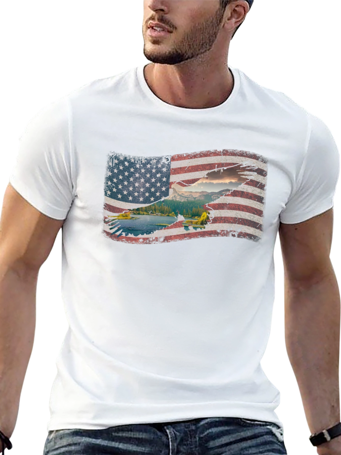 American Flag Eagle Graphic T-Shirt - Patriotic Style