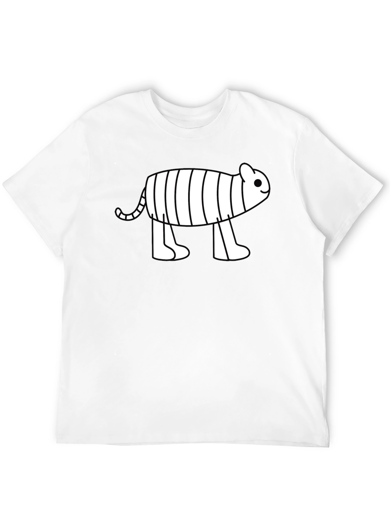 Cute Cartoon Tiger Graphic Black T-Shirt