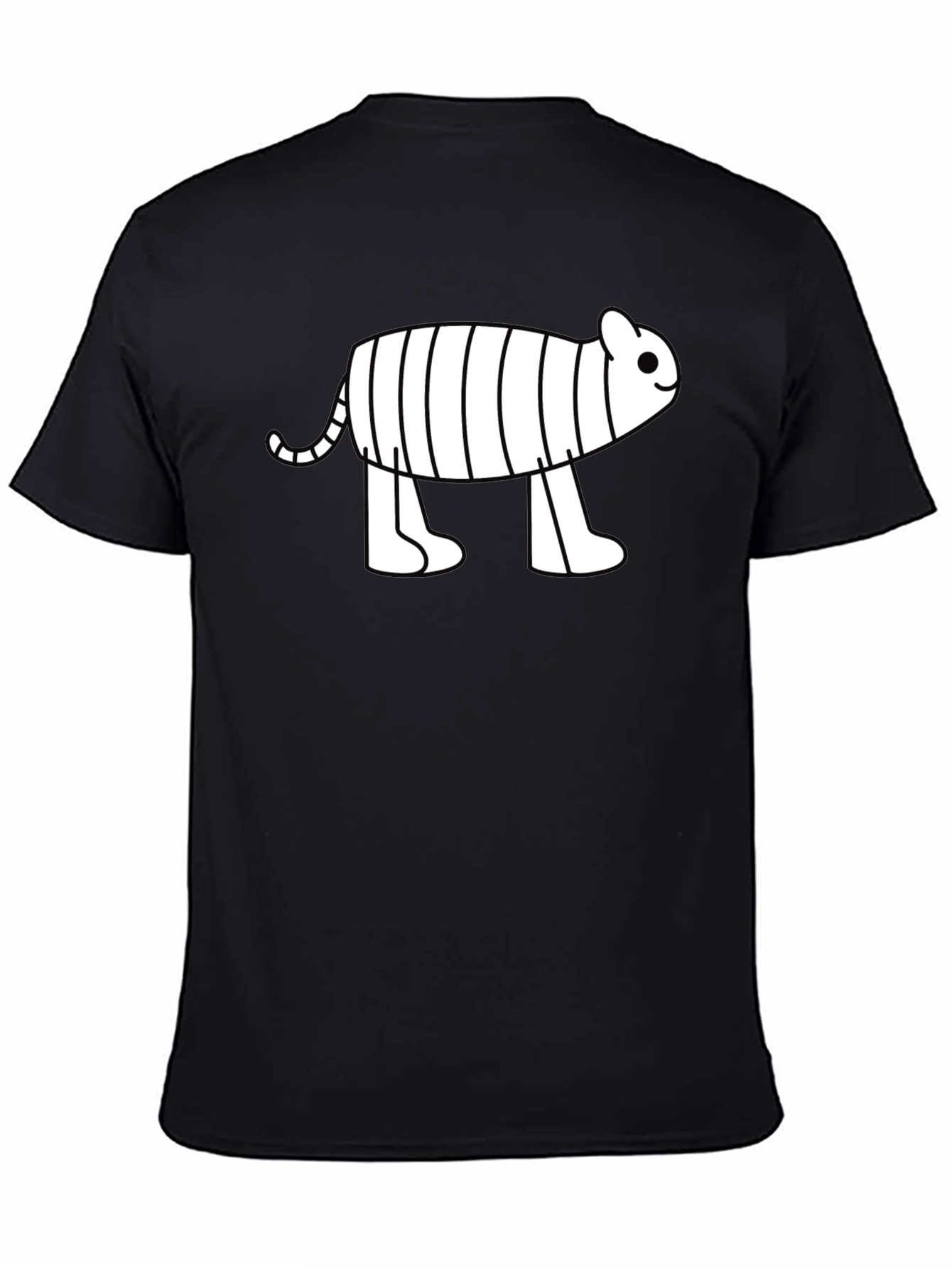 Cute Cartoon Tiger Graphic Black T-Shirt