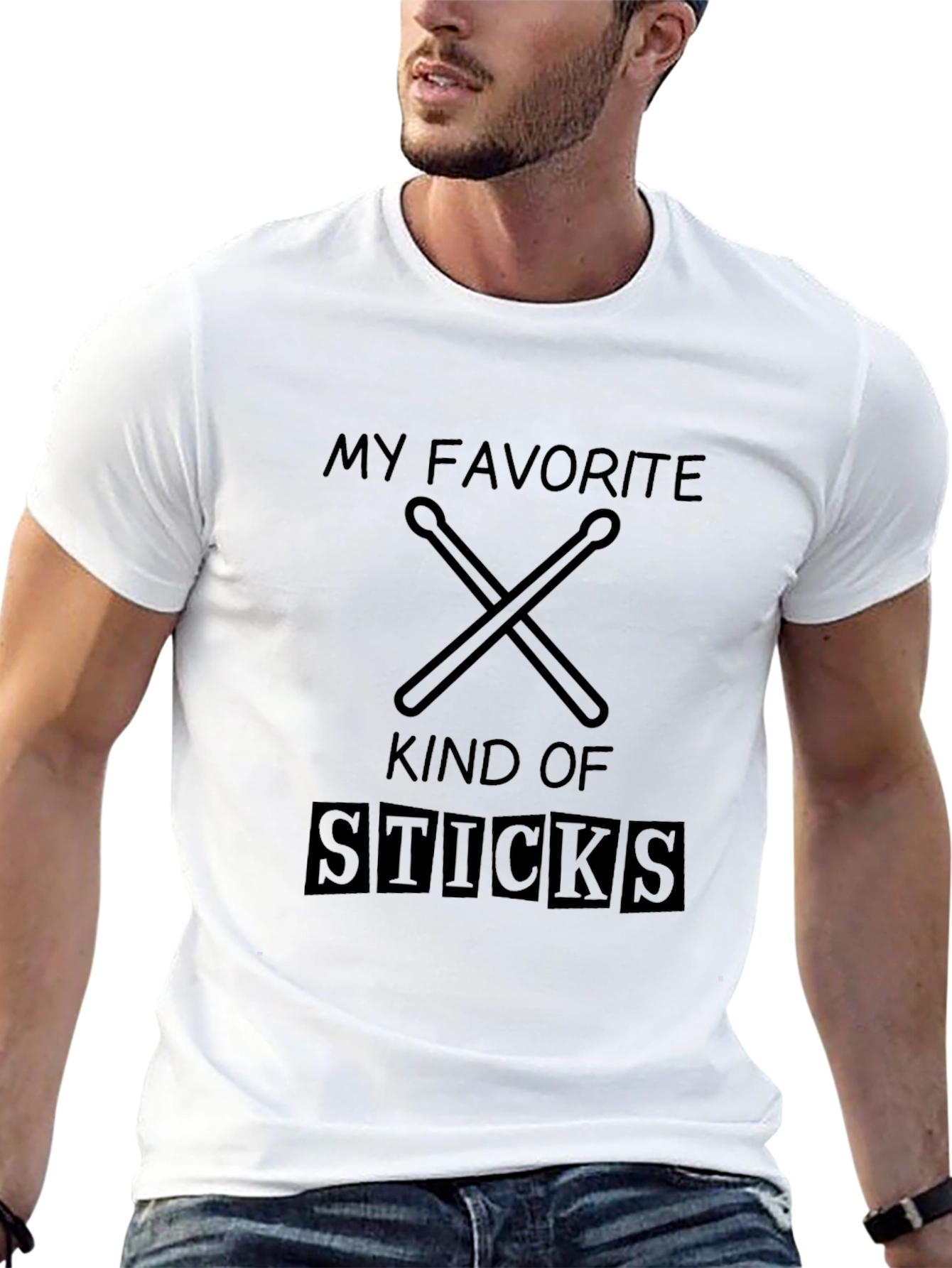 My Favorite Sticks Black T-Shirt Drummer