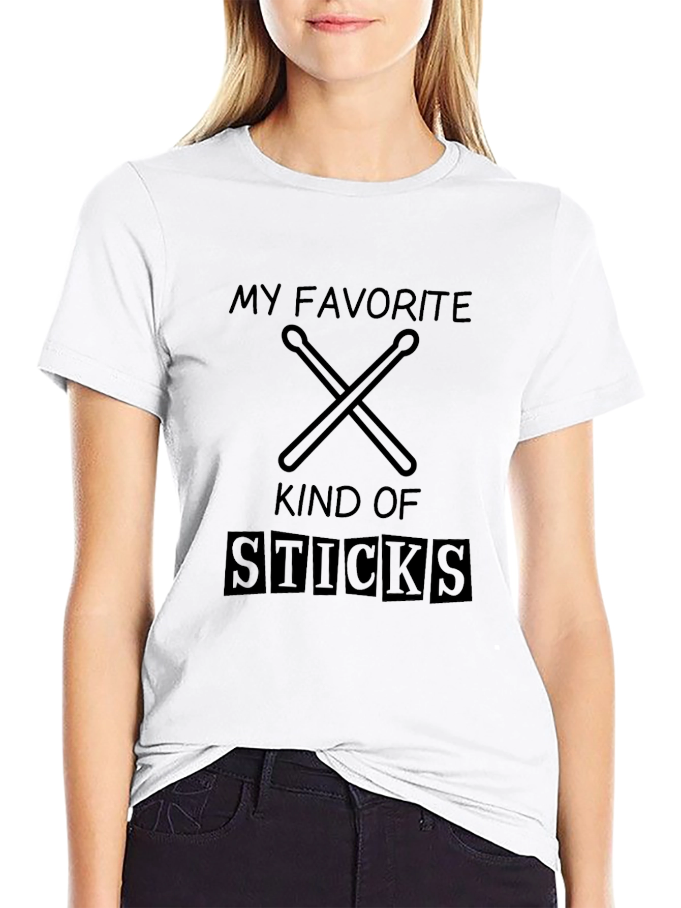 My Favorite Sticks Black T-Shirt Drummer