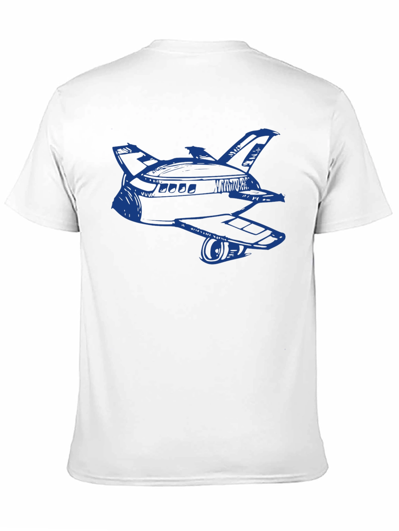 Retro Space Shuttle Graphic Tee - Black Cotton Blend