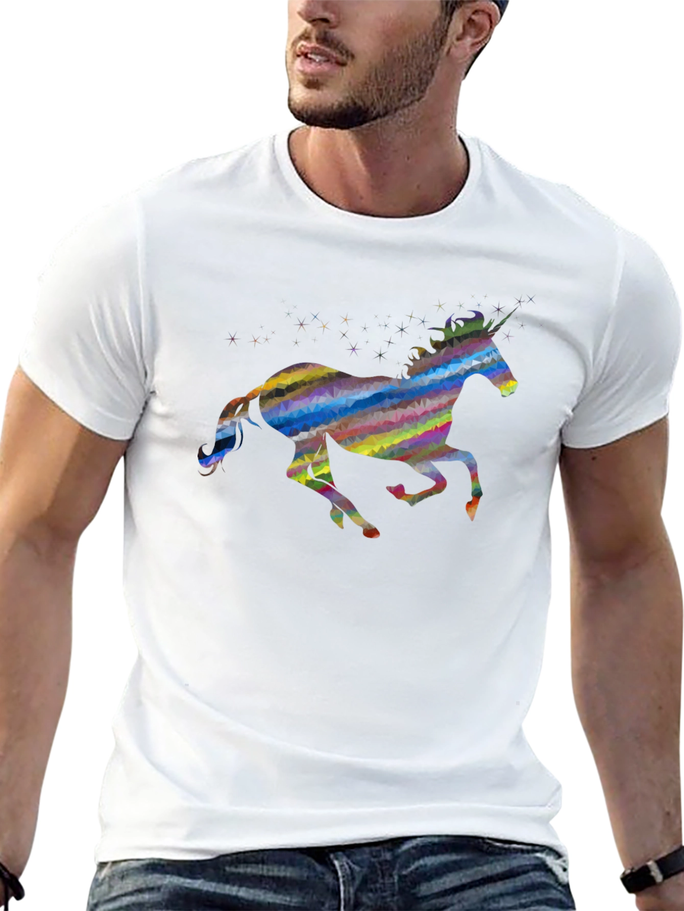 Rainbow Unicorn Graphic Tee - Black