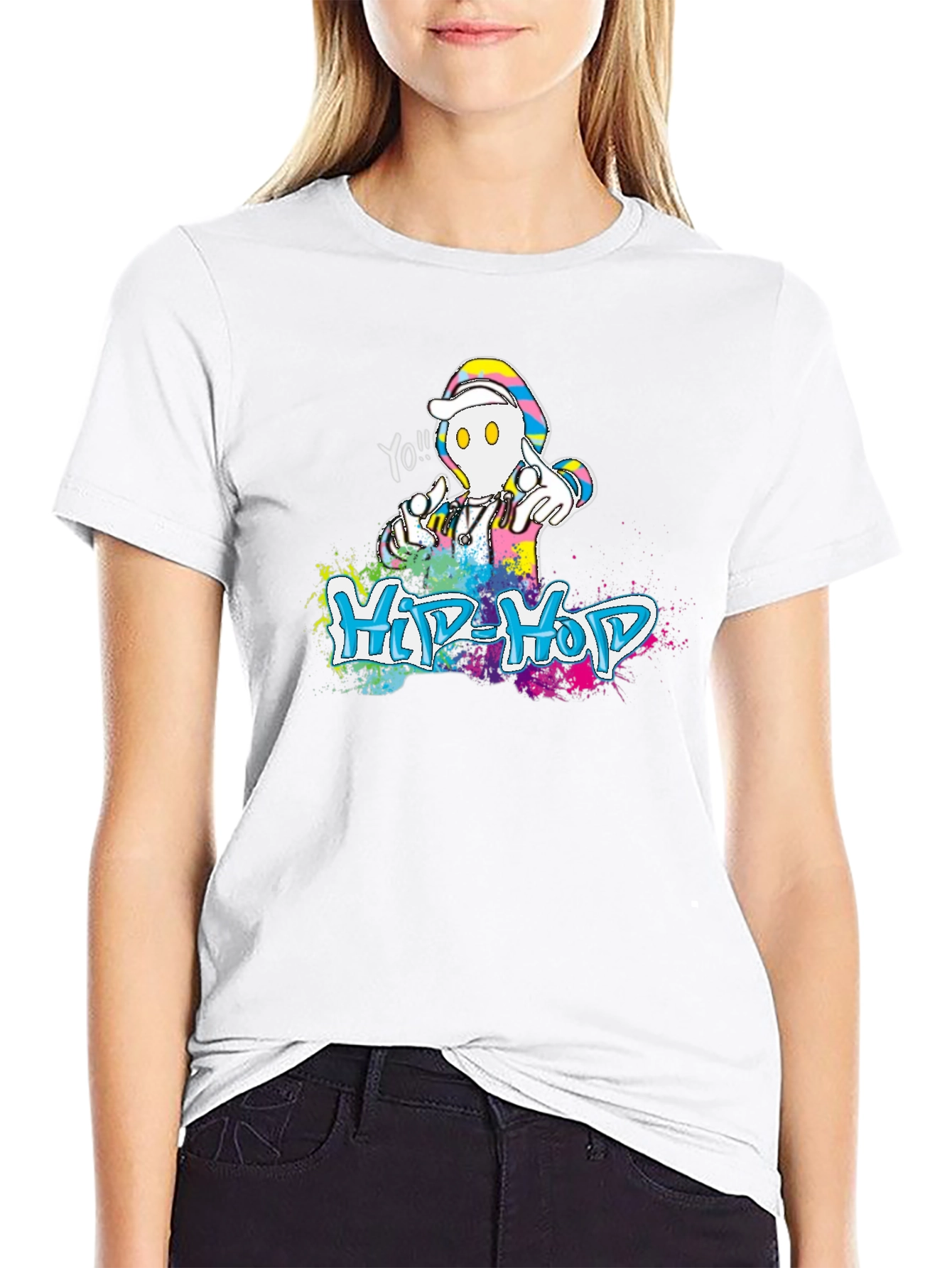 Hip-Hop Graphic Print Crew Neck T-Shirt