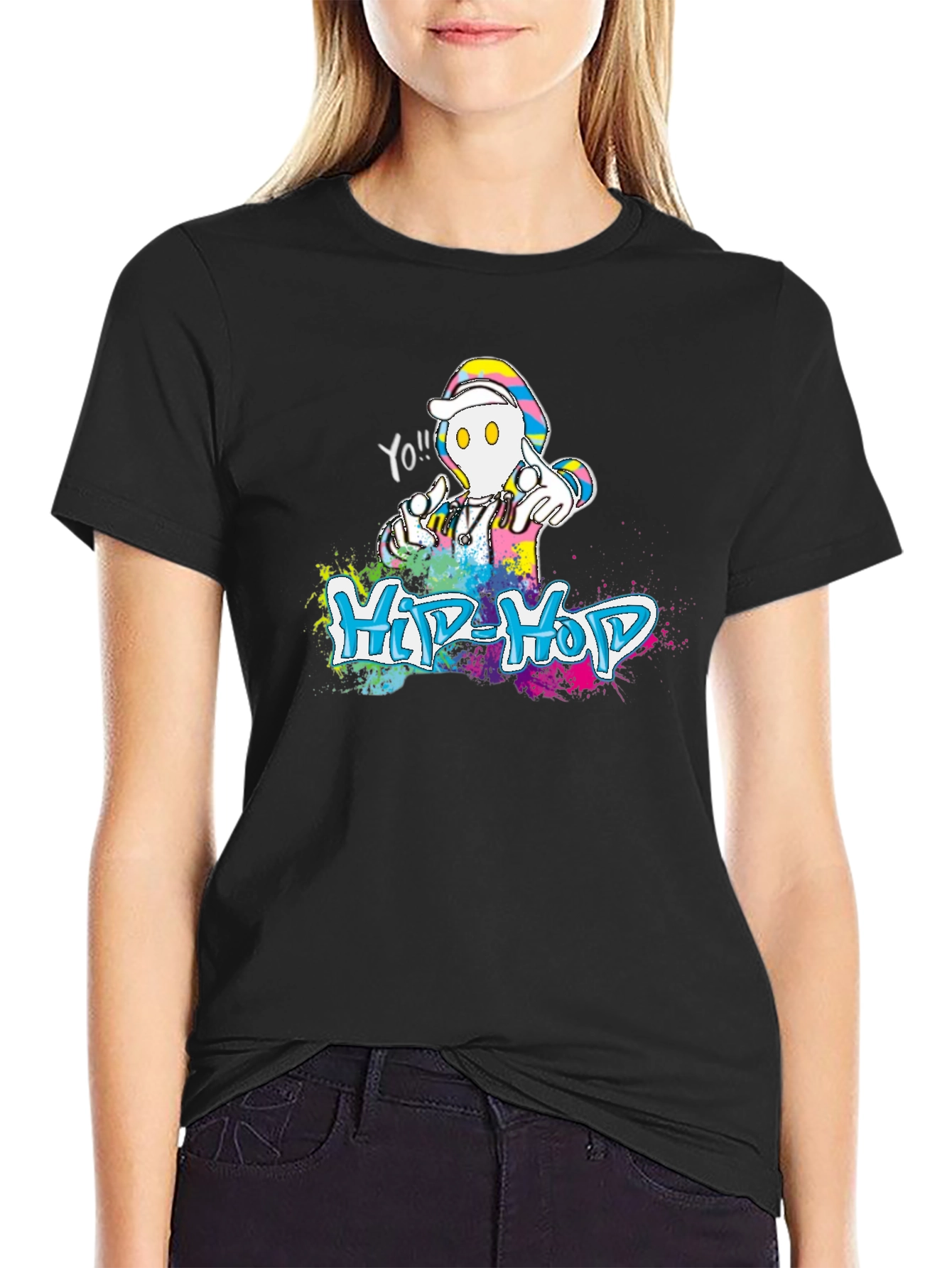 Hip-Hop Graphic Print Crew Neck T-Shirt