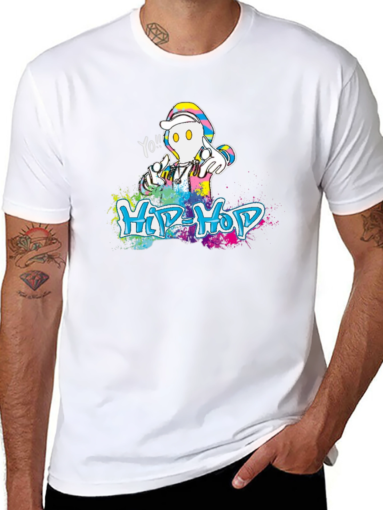 Hip-Hop Graphic Print Crew Neck T-Shirt
