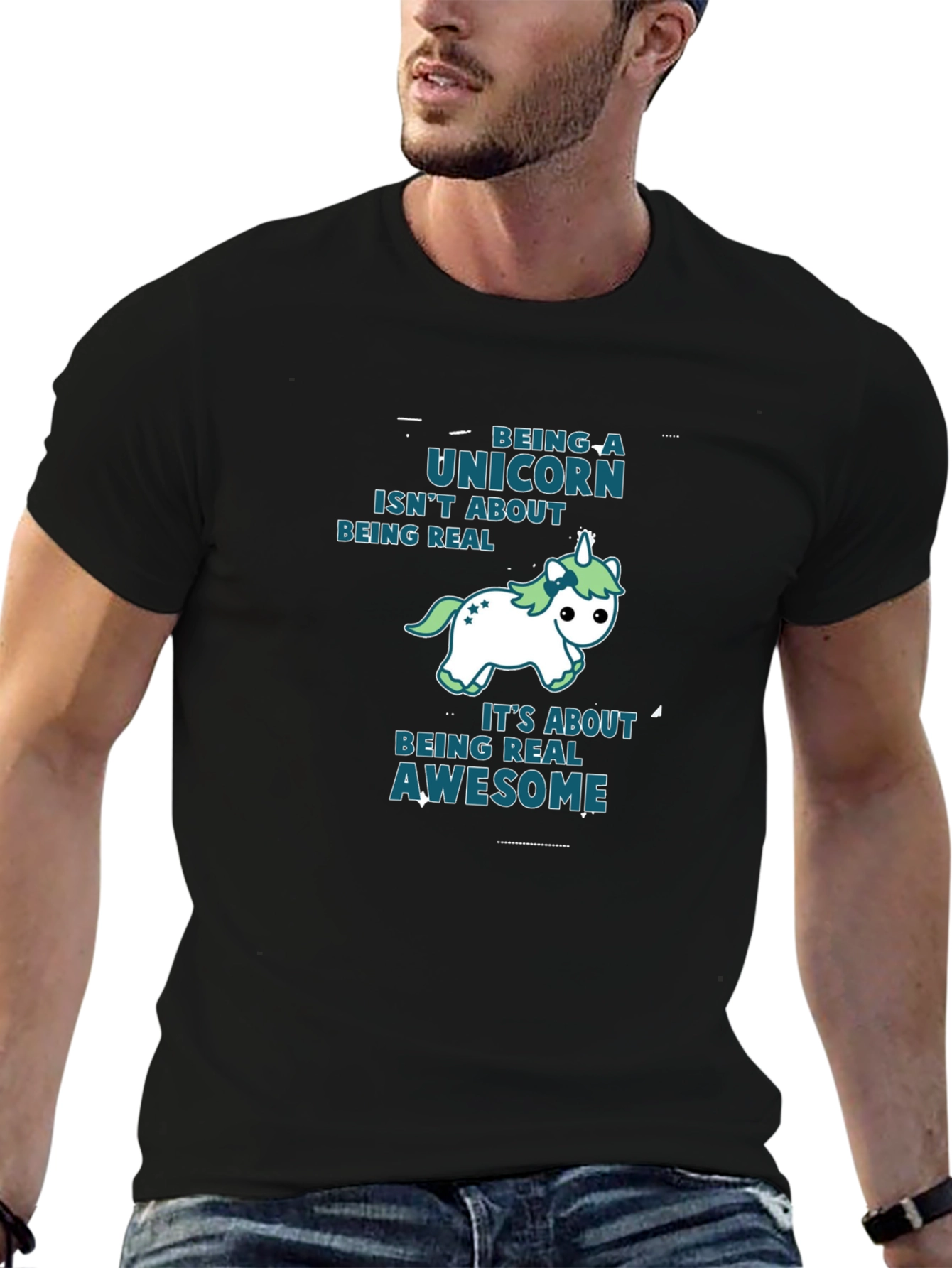 Unicorn Awesome Black T-Shirt