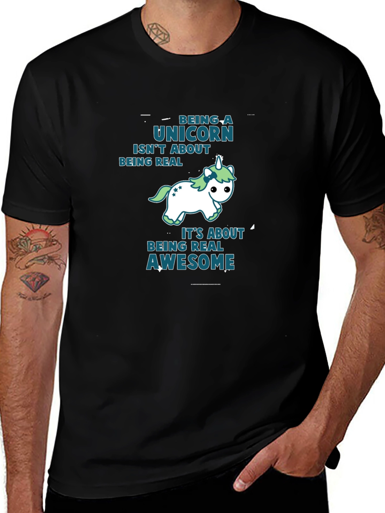 Unicorn Awesome Black T-Shirt