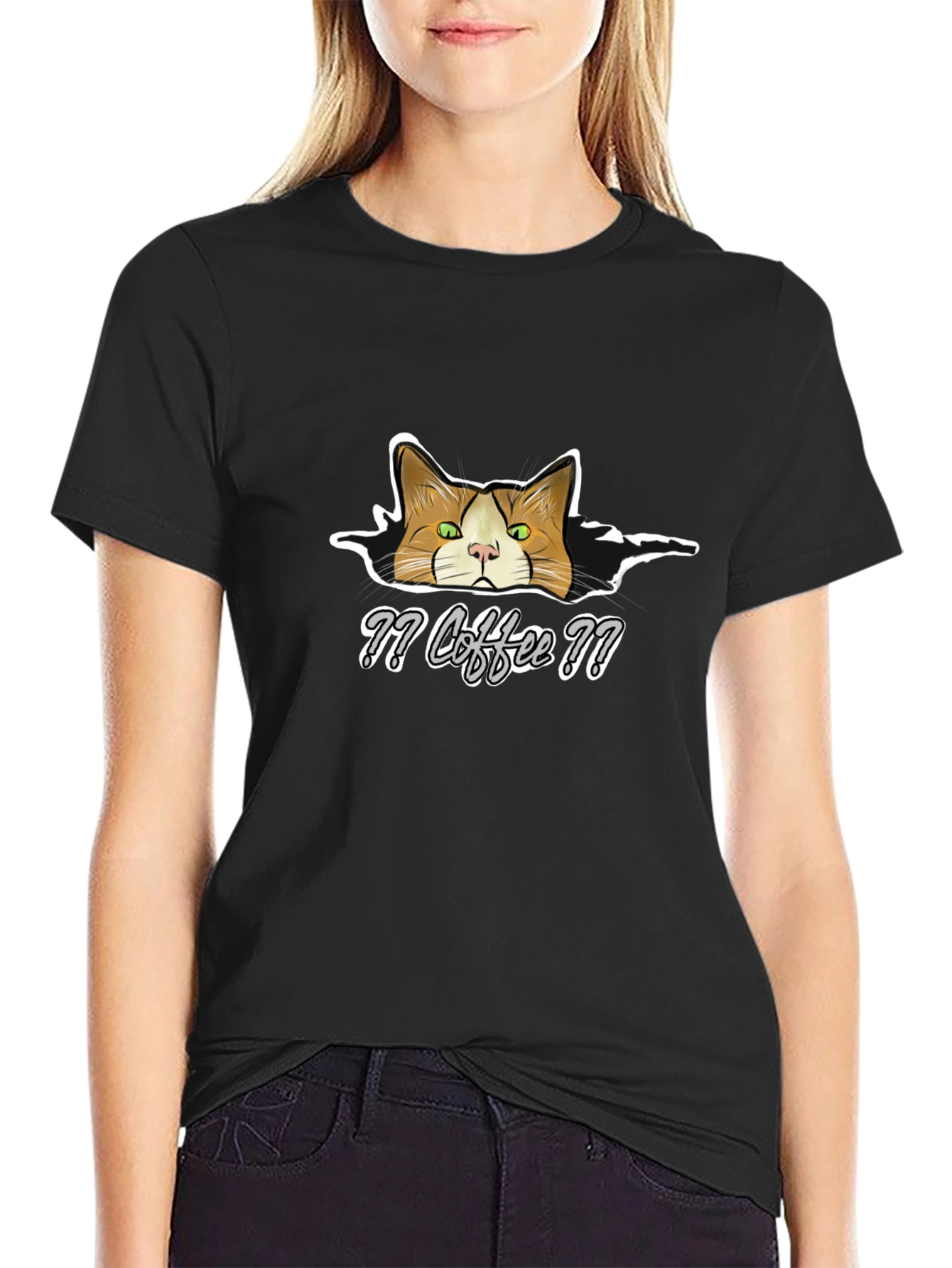 Coffee Cat T-Shirt - Funny Graphic Tee