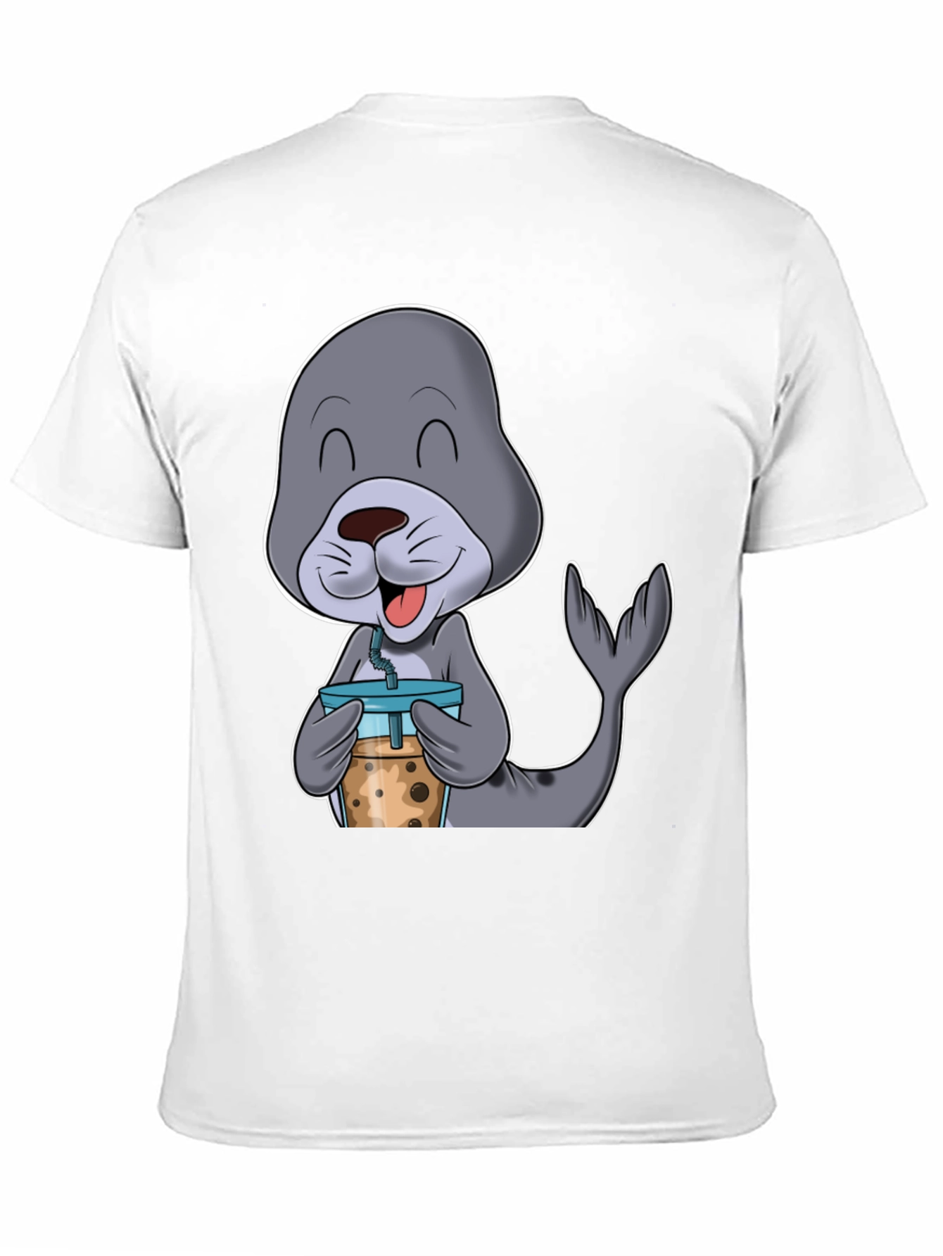 Seal Boba Tea T-Shirt: Cute Cartoon Animal Shirt