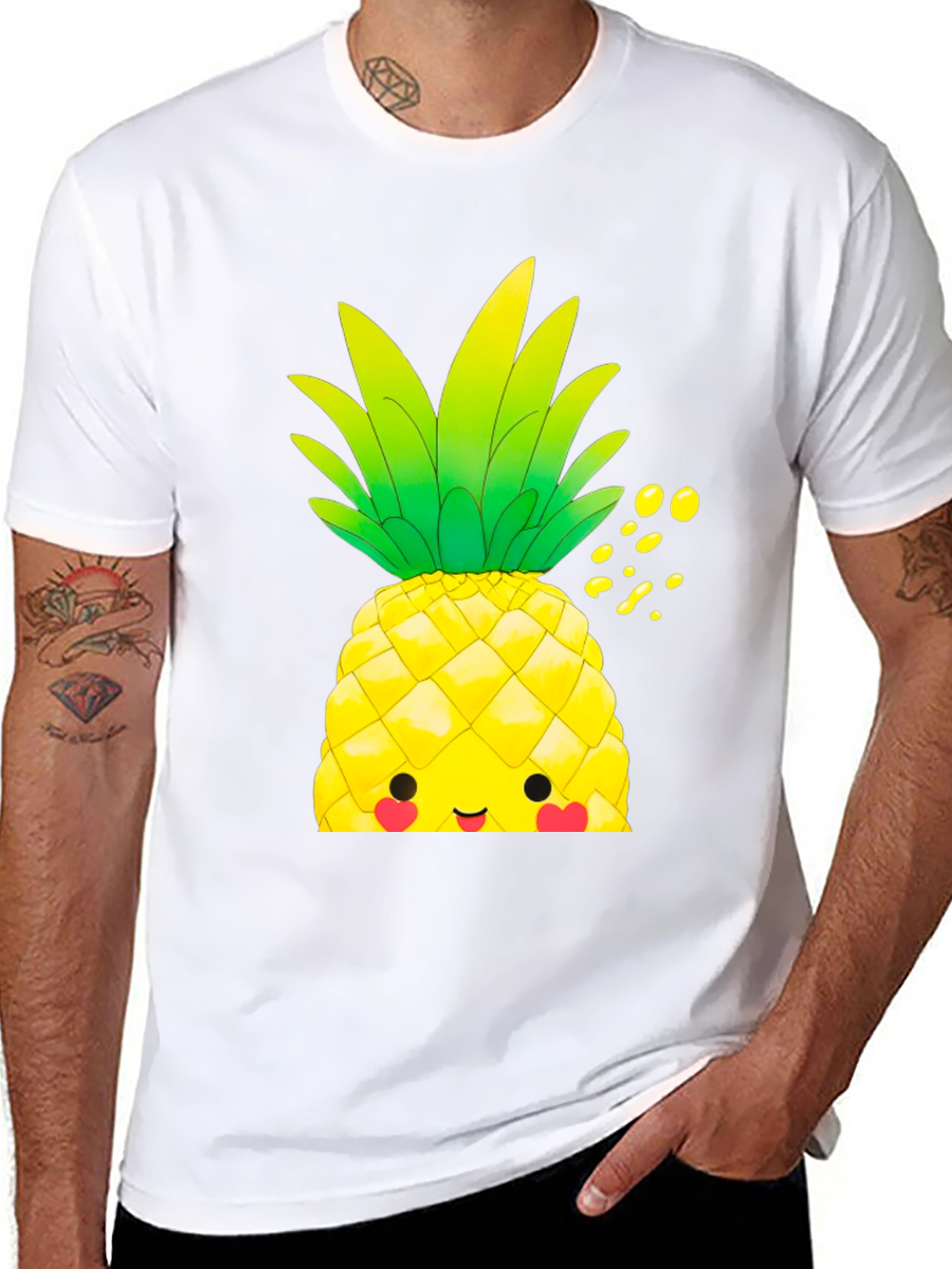 Kawaii Pineapple Graphic Tee - Tropical Style
