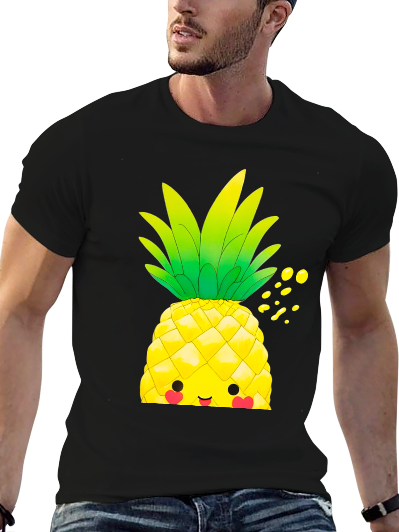 Kawaii Pineapple Graphic Tee - Tropical Style