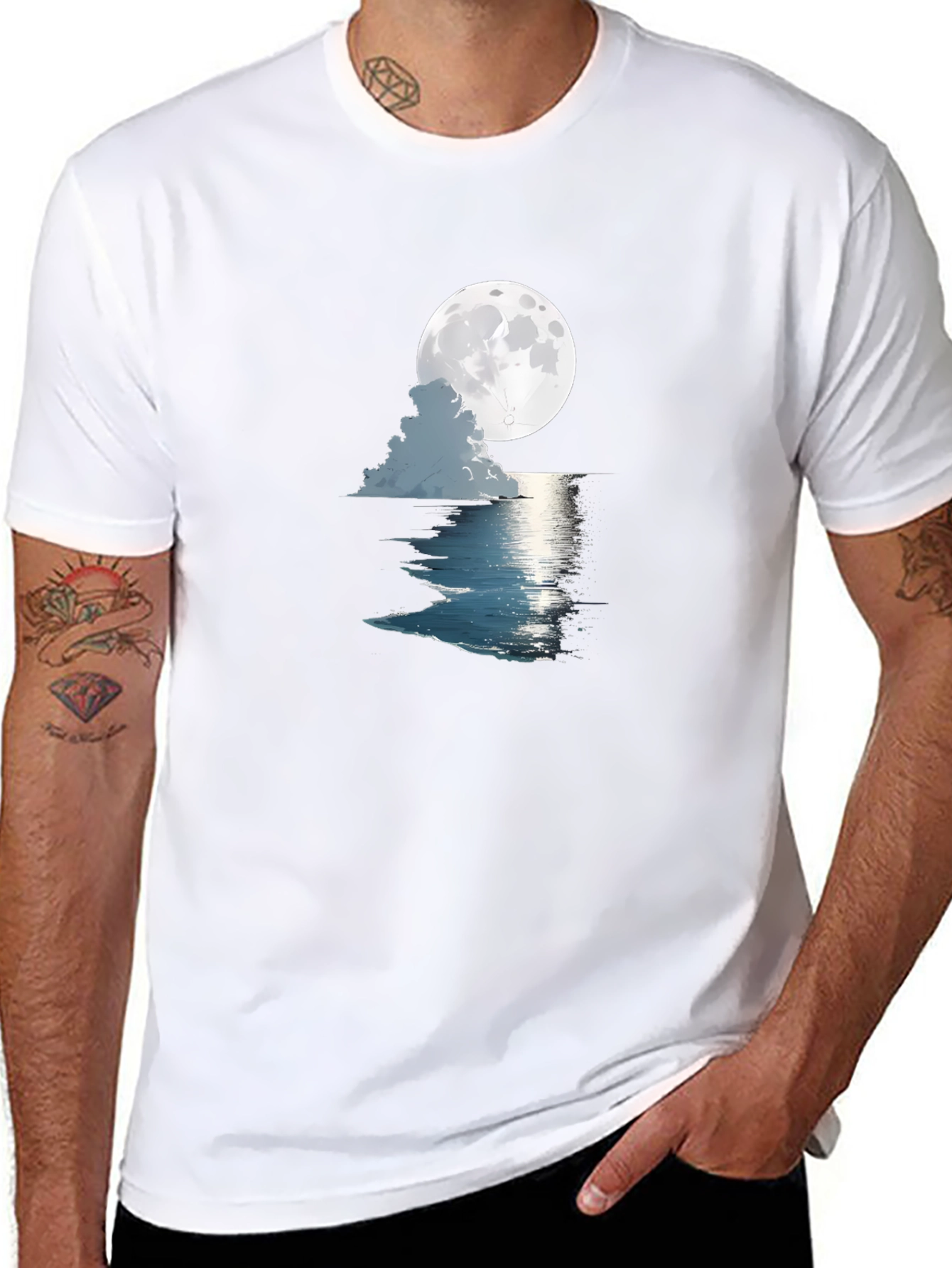 Moonlit Ocean Graphic Tee - Black