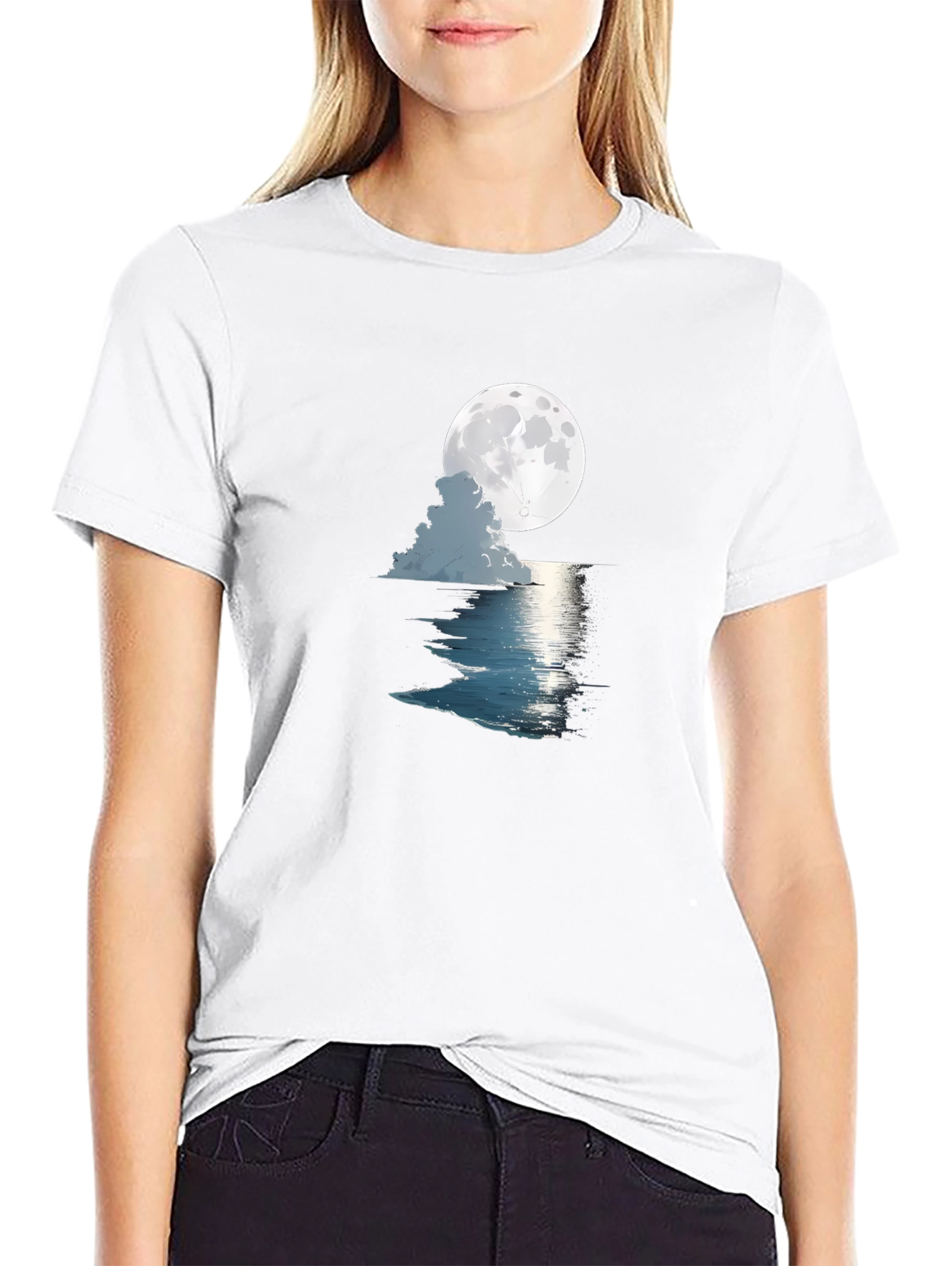 Moonlit Ocean Graphic Tee - Black