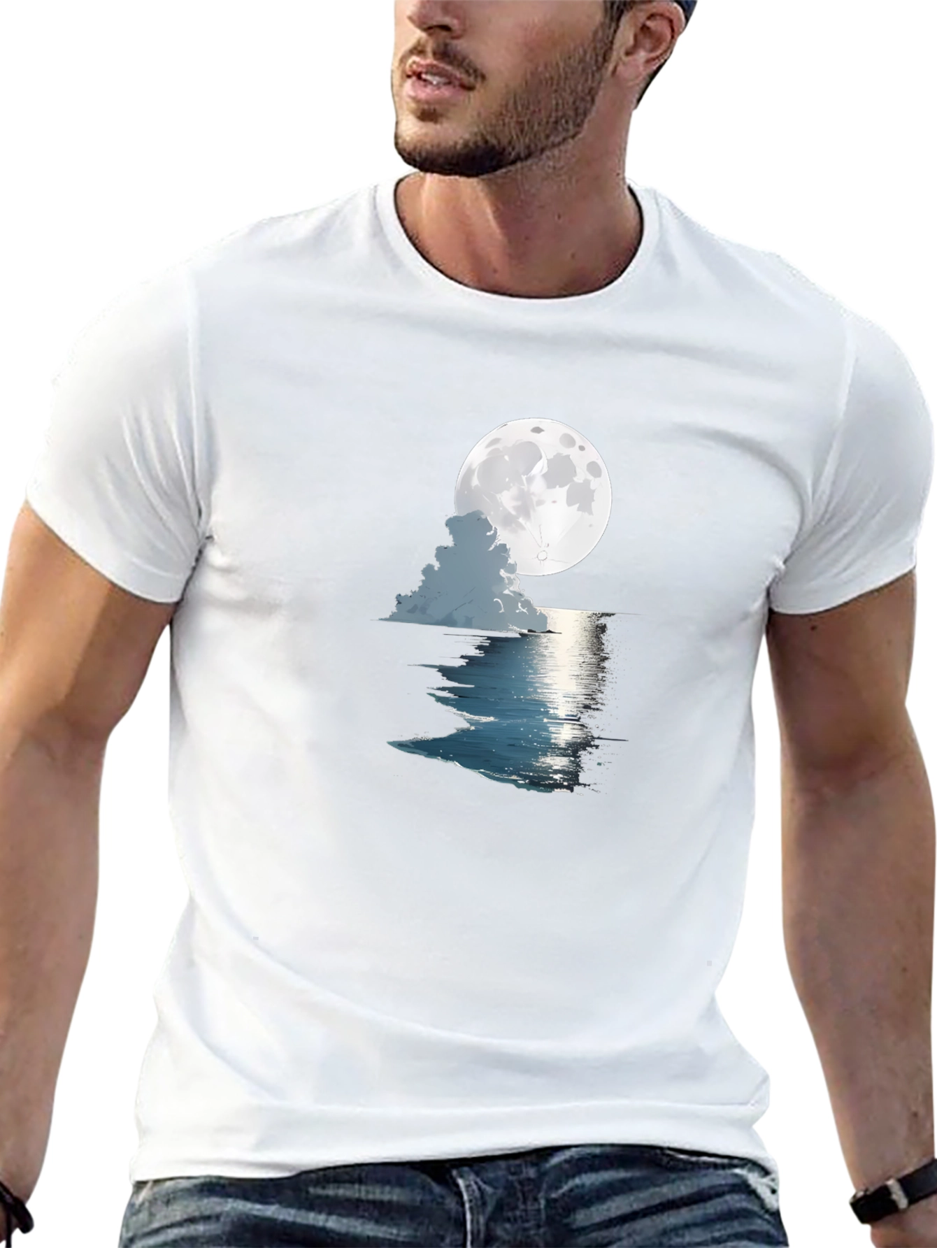 Moonlit Ocean Graphic Tee - Black