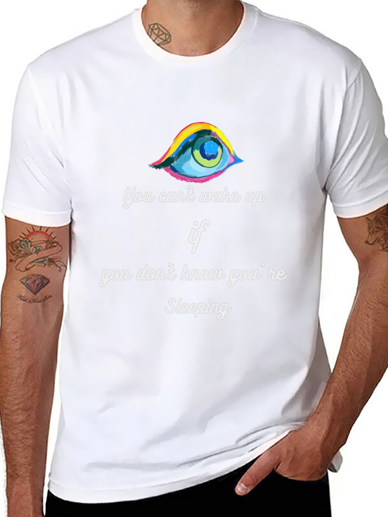 Eye-Catching Sleeping Graphic Tee - Black