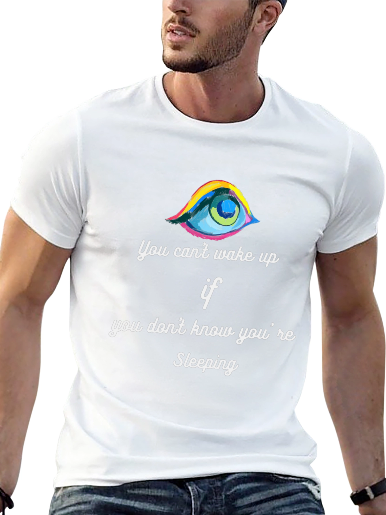 Eye-Catching Sleeping Graphic Tee - Black
