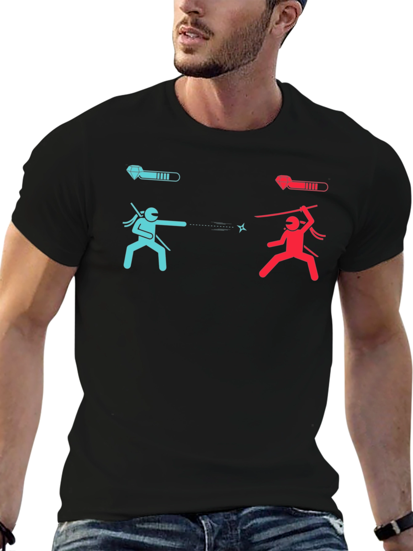 Ninja Battle Black T-Shirt - Level Up Your Style