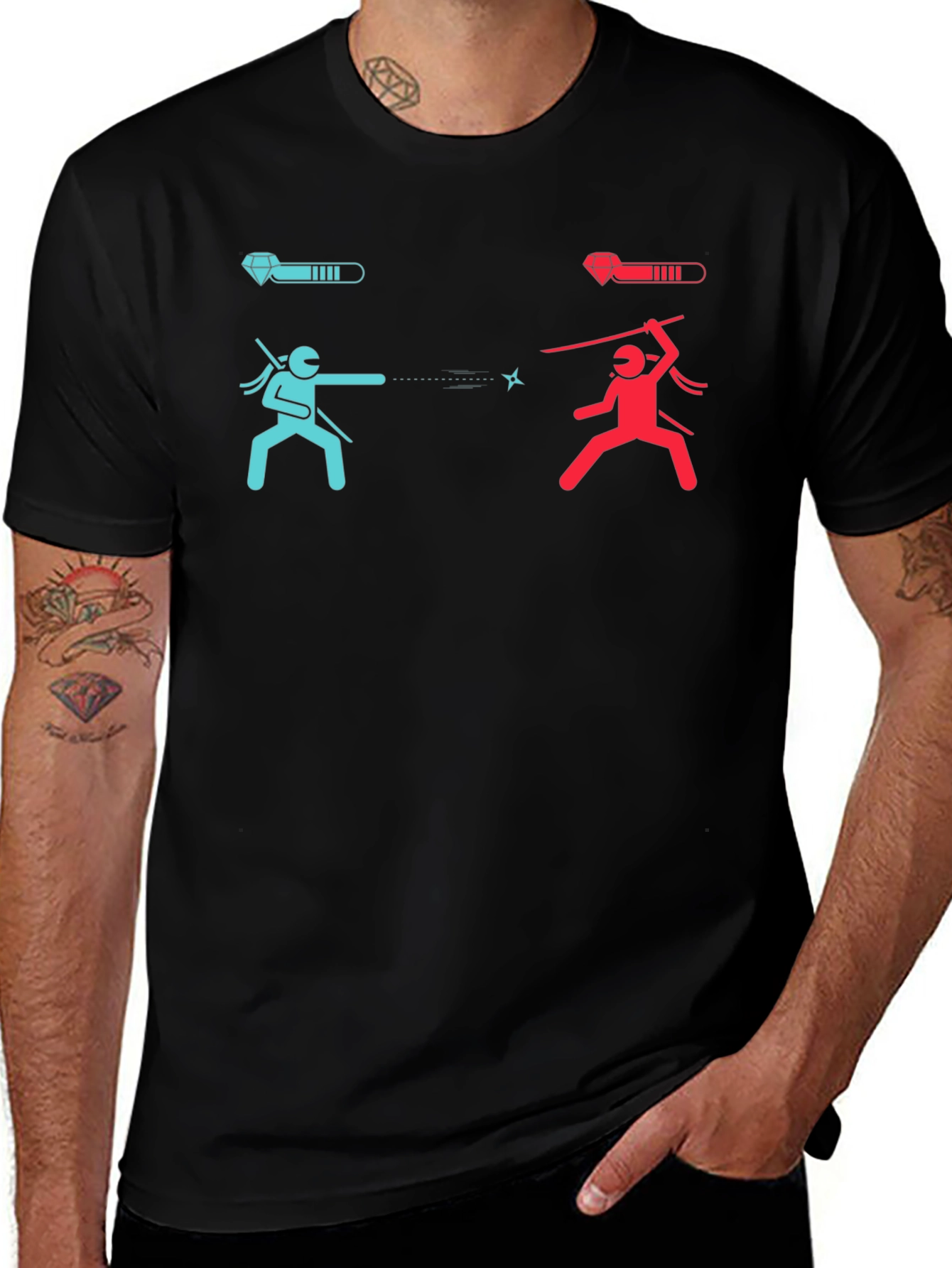 Ninja Battle Black T-Shirt - Level Up Your Style