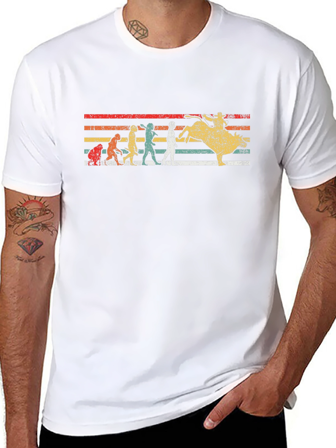 Evolution of Bull Riding T-Shirt Retro Design