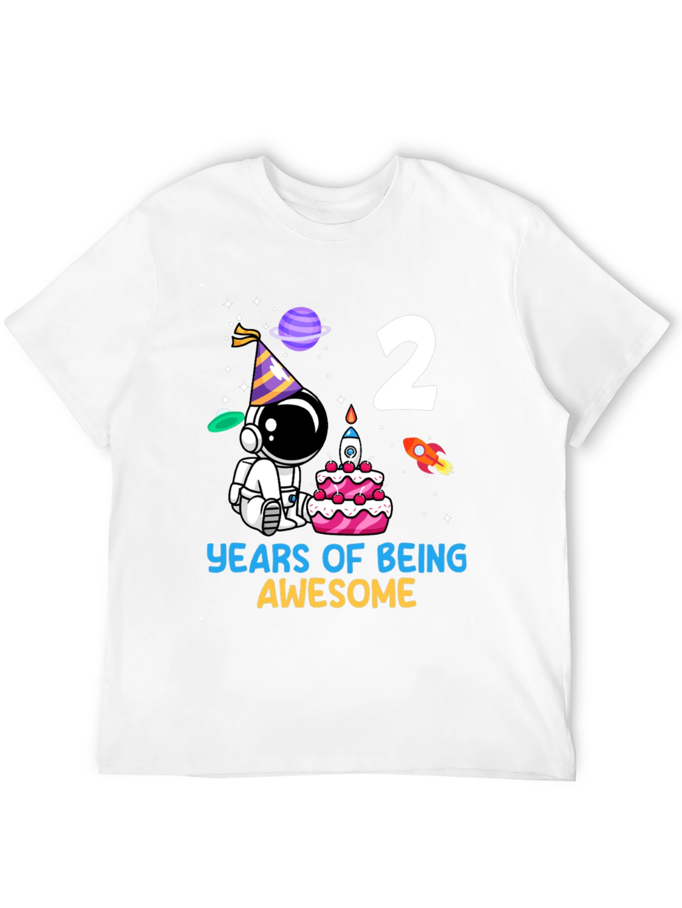 Two Years Awesome Astronaut Birthday Tee