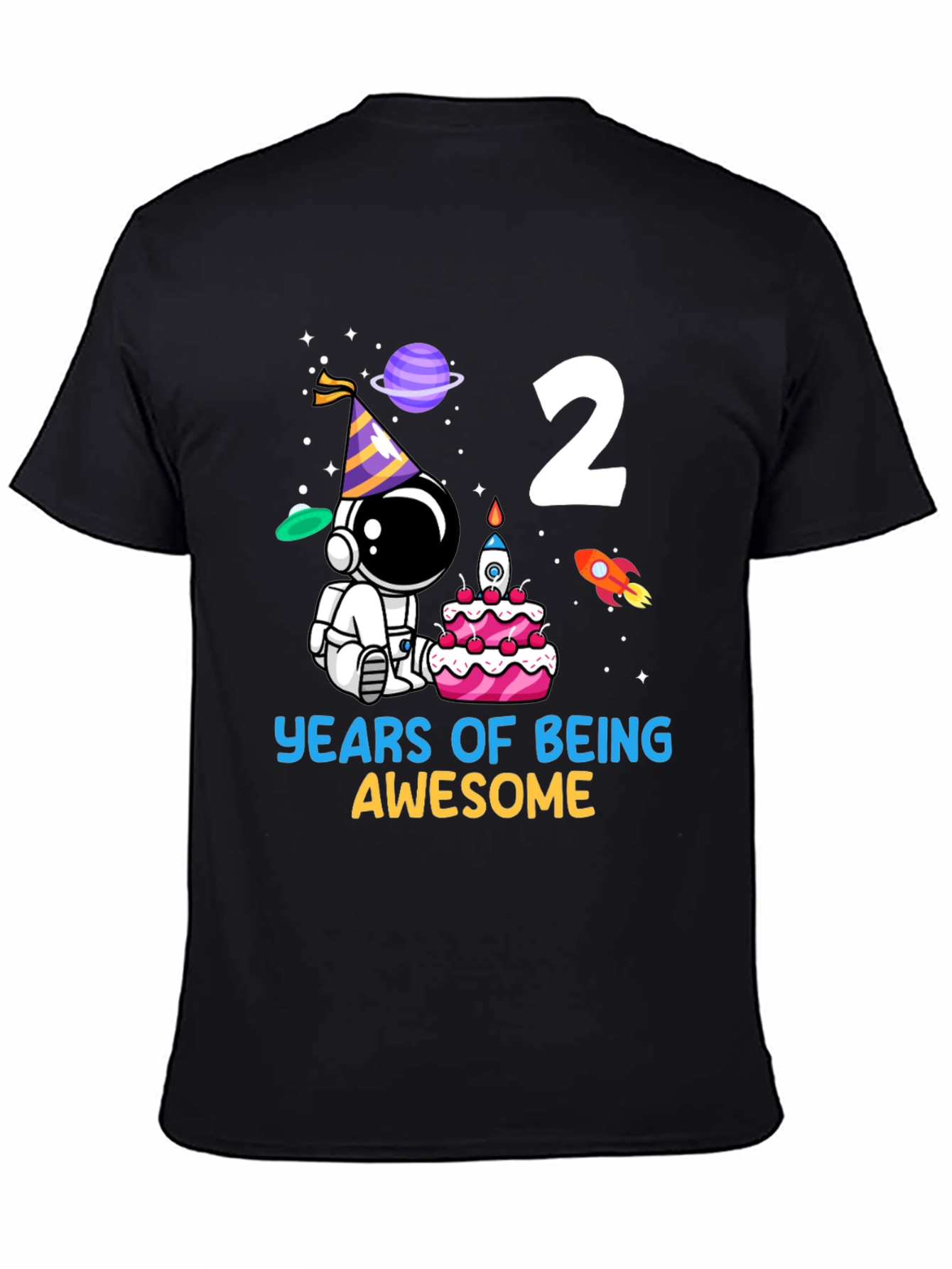 Two Years Awesome Astronaut Birthday Tee