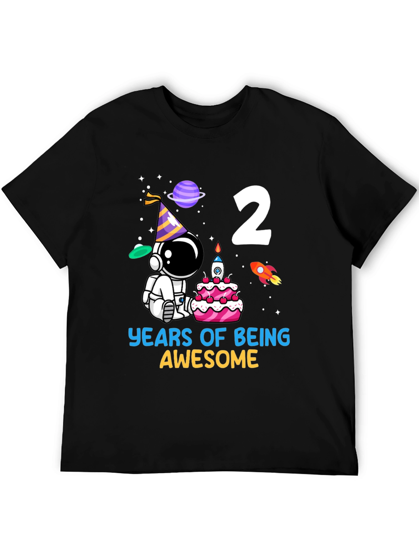 Two Years Awesome Astronaut Birthday Tee
