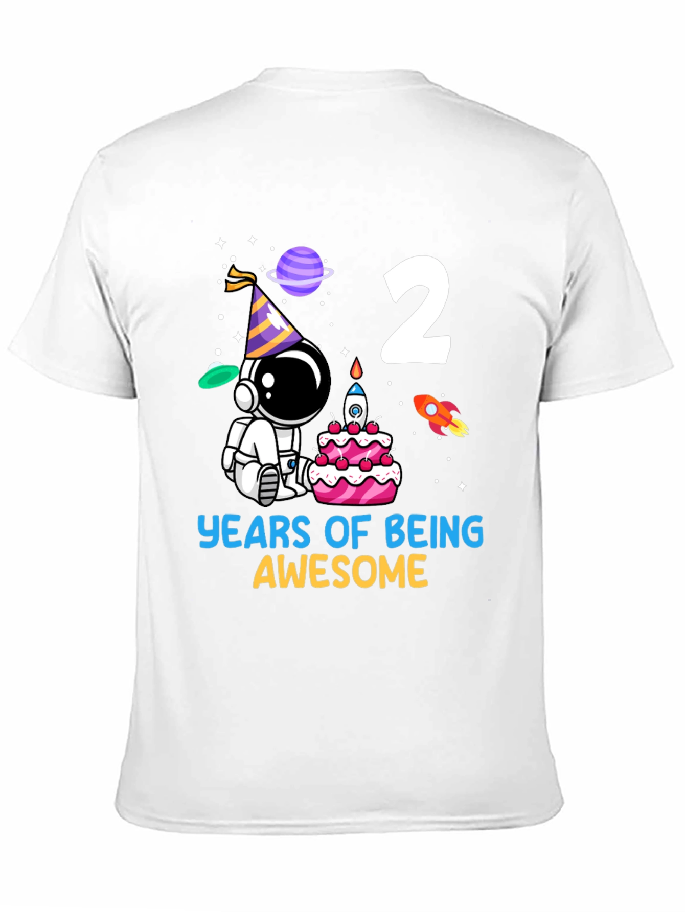 Two Years Awesome Astronaut Birthday Tee