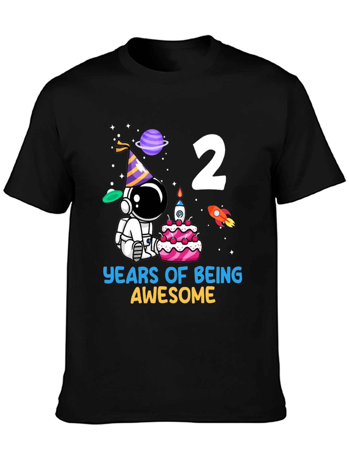 Two Years Awesome Astronaut Birthday Tee