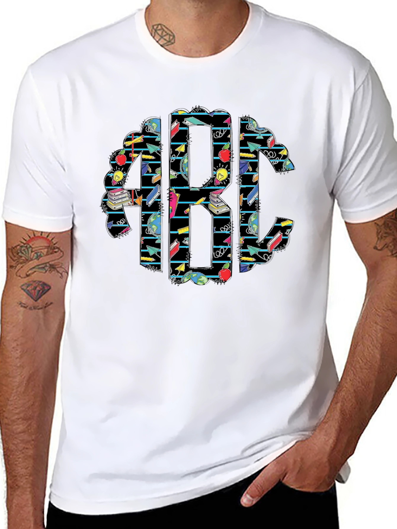 Monogrammed Teacher T-Shirt - School Themed