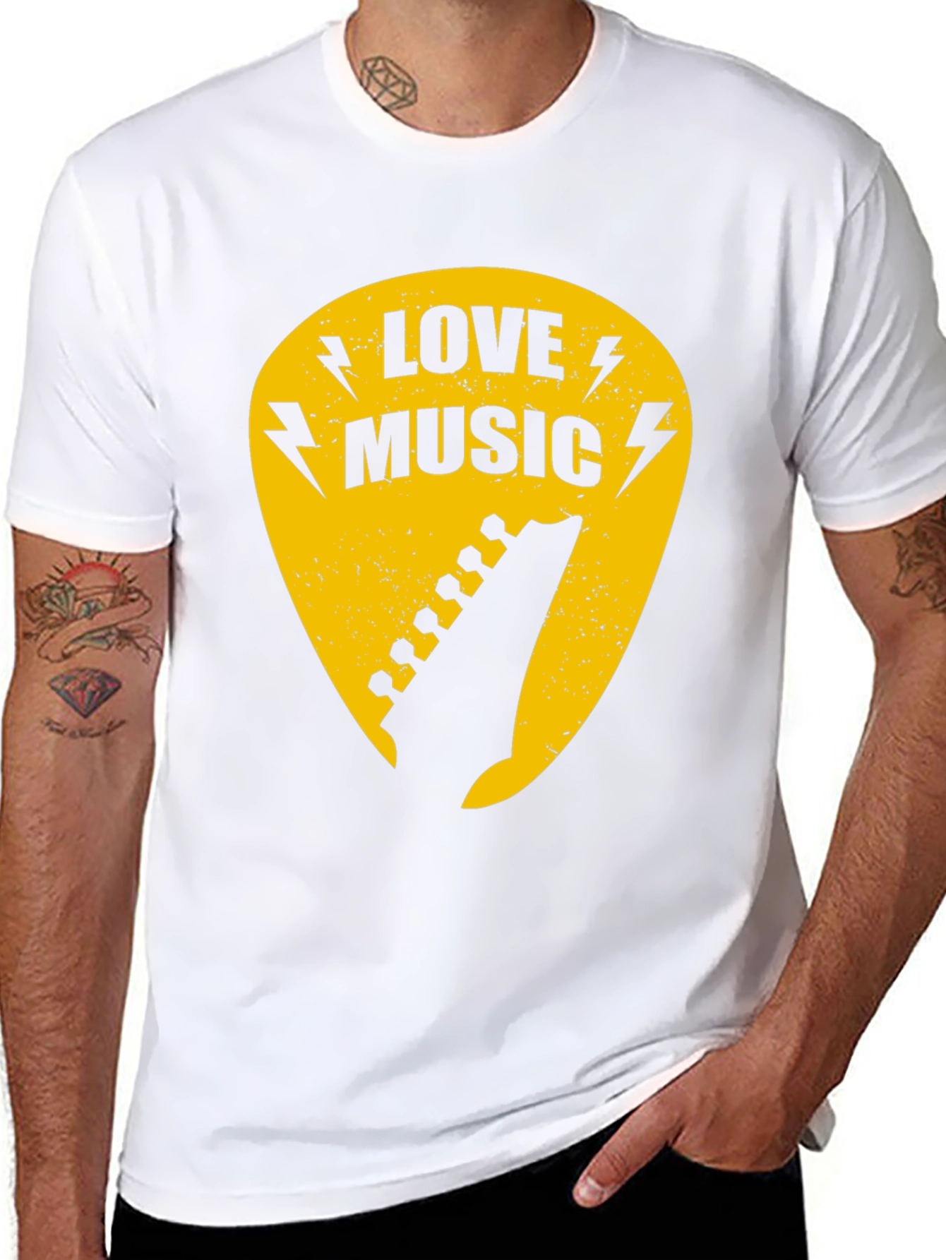 Love Music Guitar Pick Graphic Tee - Black