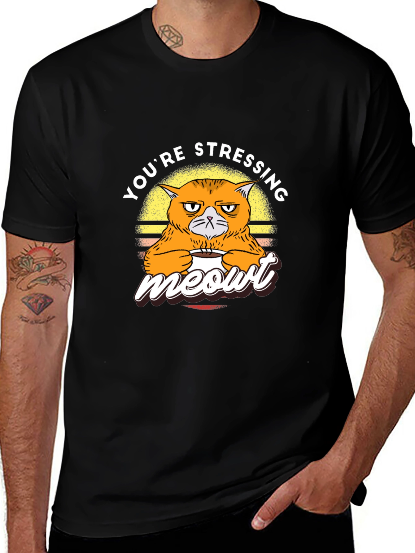 Stressed Cat Meowt T-Shirt - Funny Graphic Tee