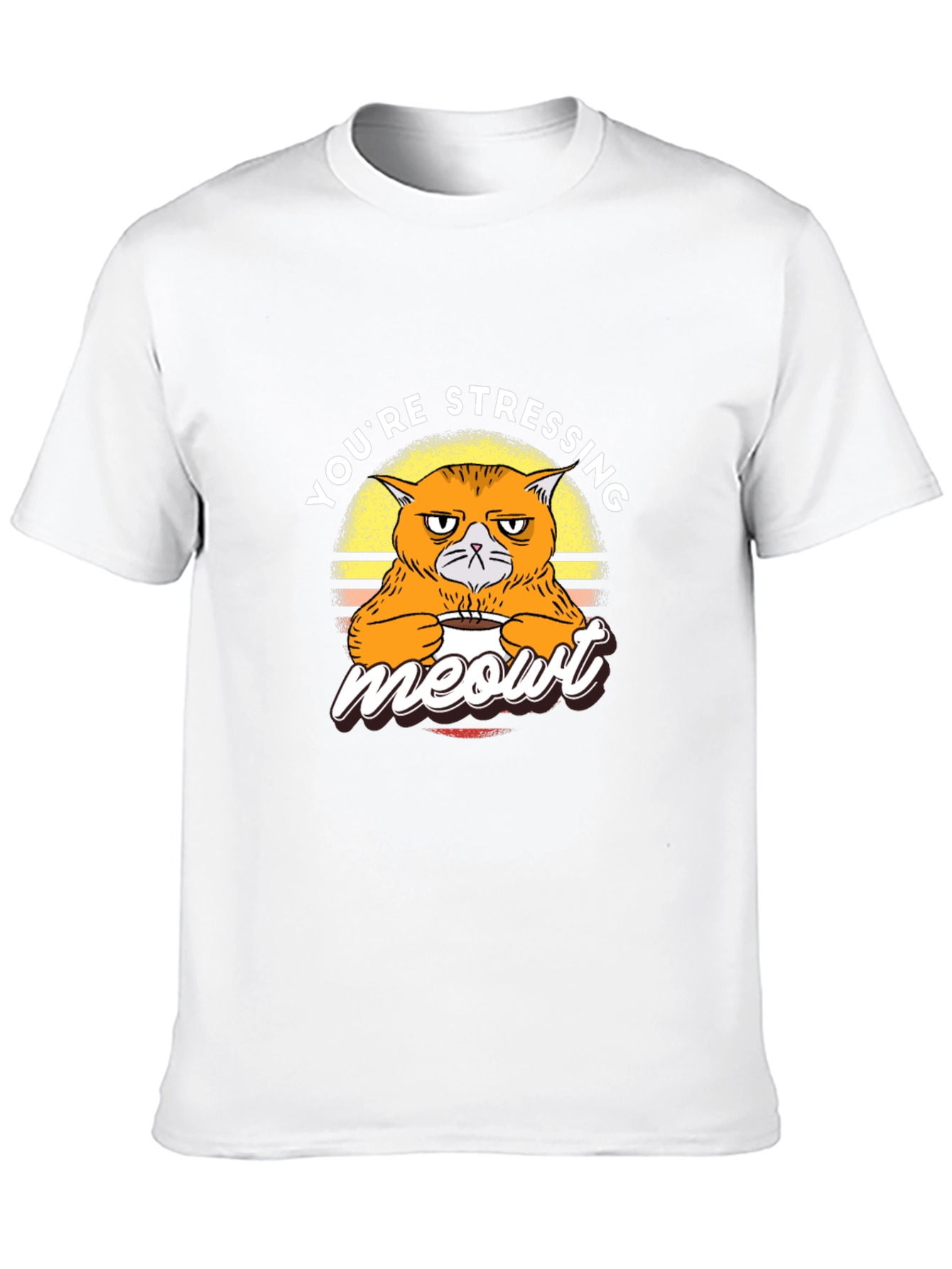 Stressed Cat Meowt T-Shirt - Funny Graphic Tee
