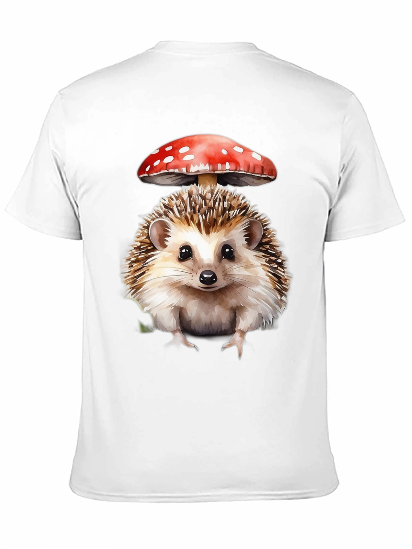 Hedgehog with Mushroom Hat Graphic T-Shirt