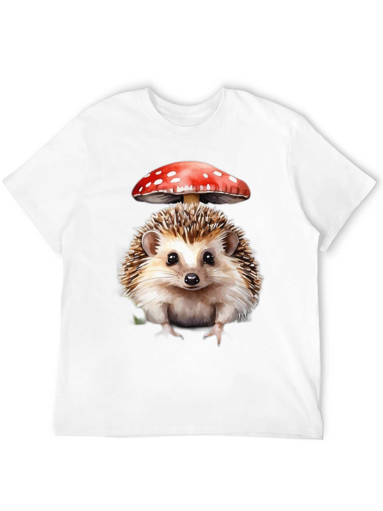 Hedgehog with Mushroom Hat Graphic T-Shirt