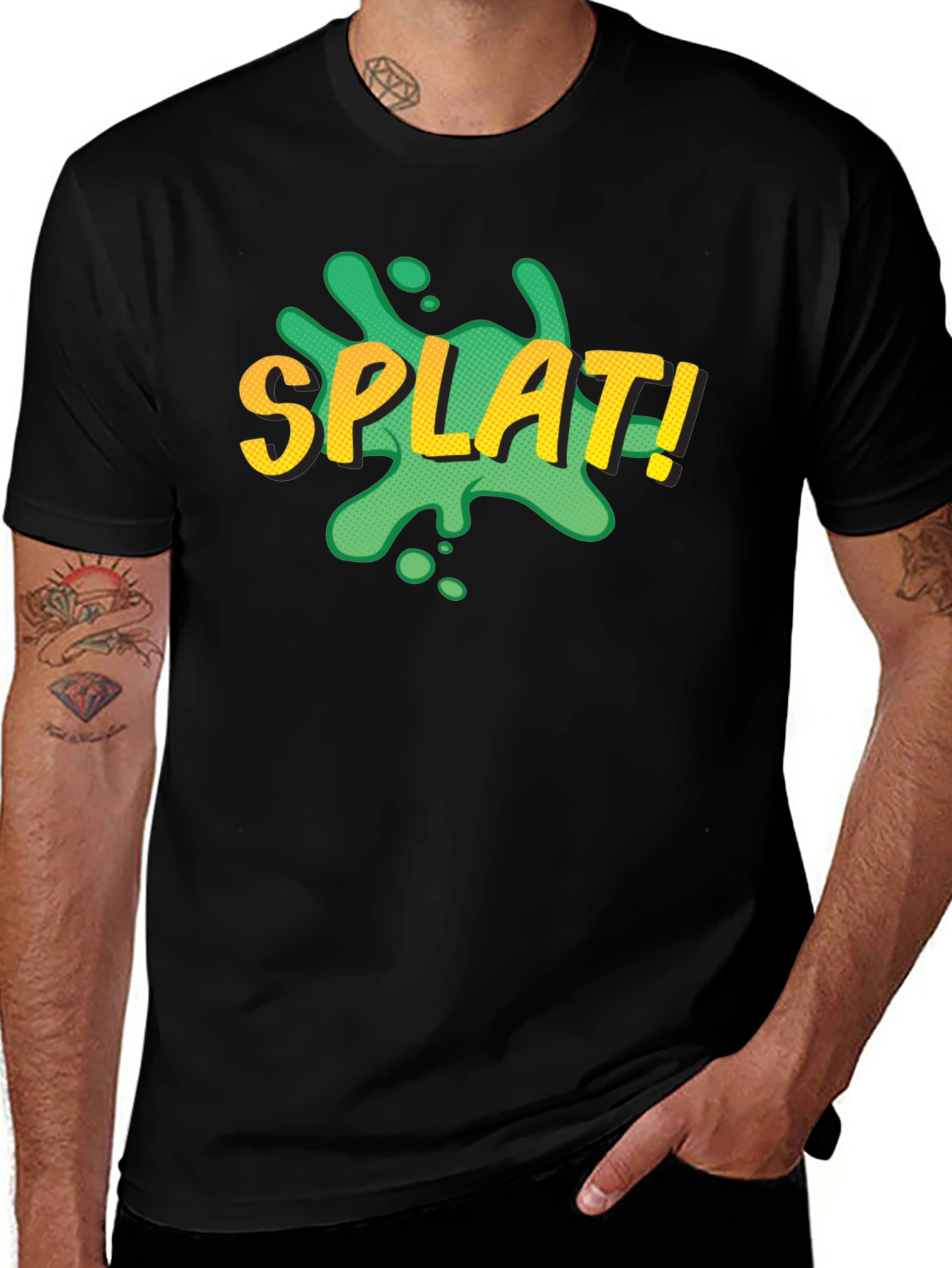 Splat! Graphic Print Mens Black T-Shirt