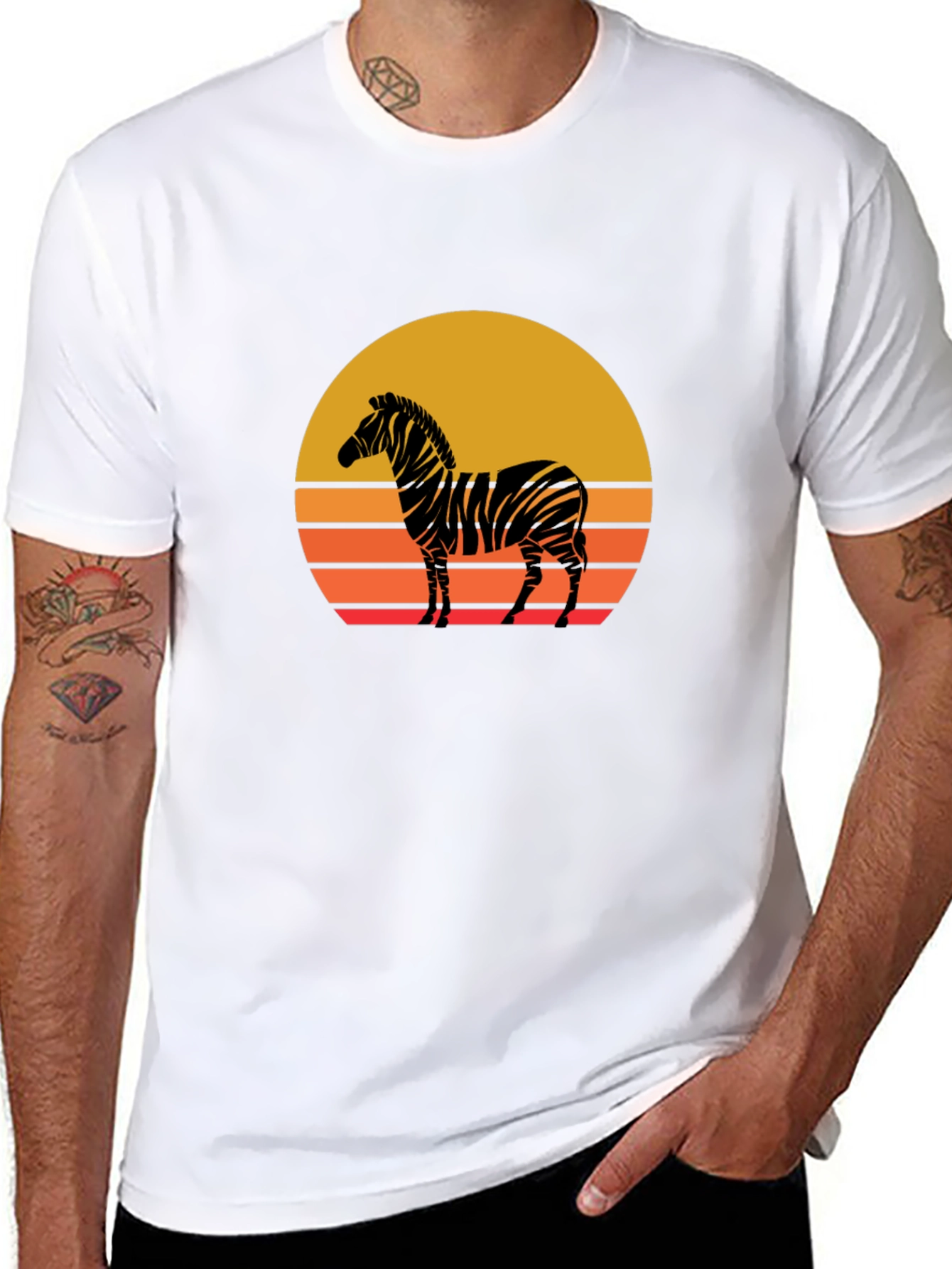 Zebra Sunset Graphic Tee - Black