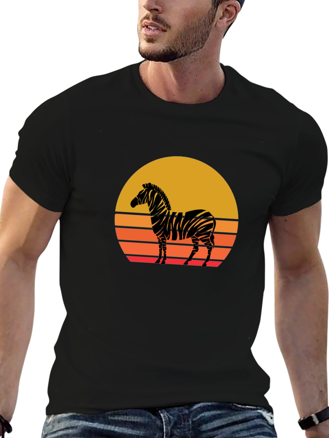 Zebra Sunset Graphic Tee - Black