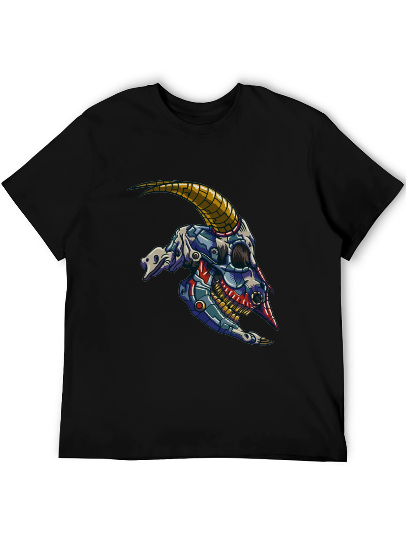 Cyber Goat Skull T-Shirt - Futuristic Design