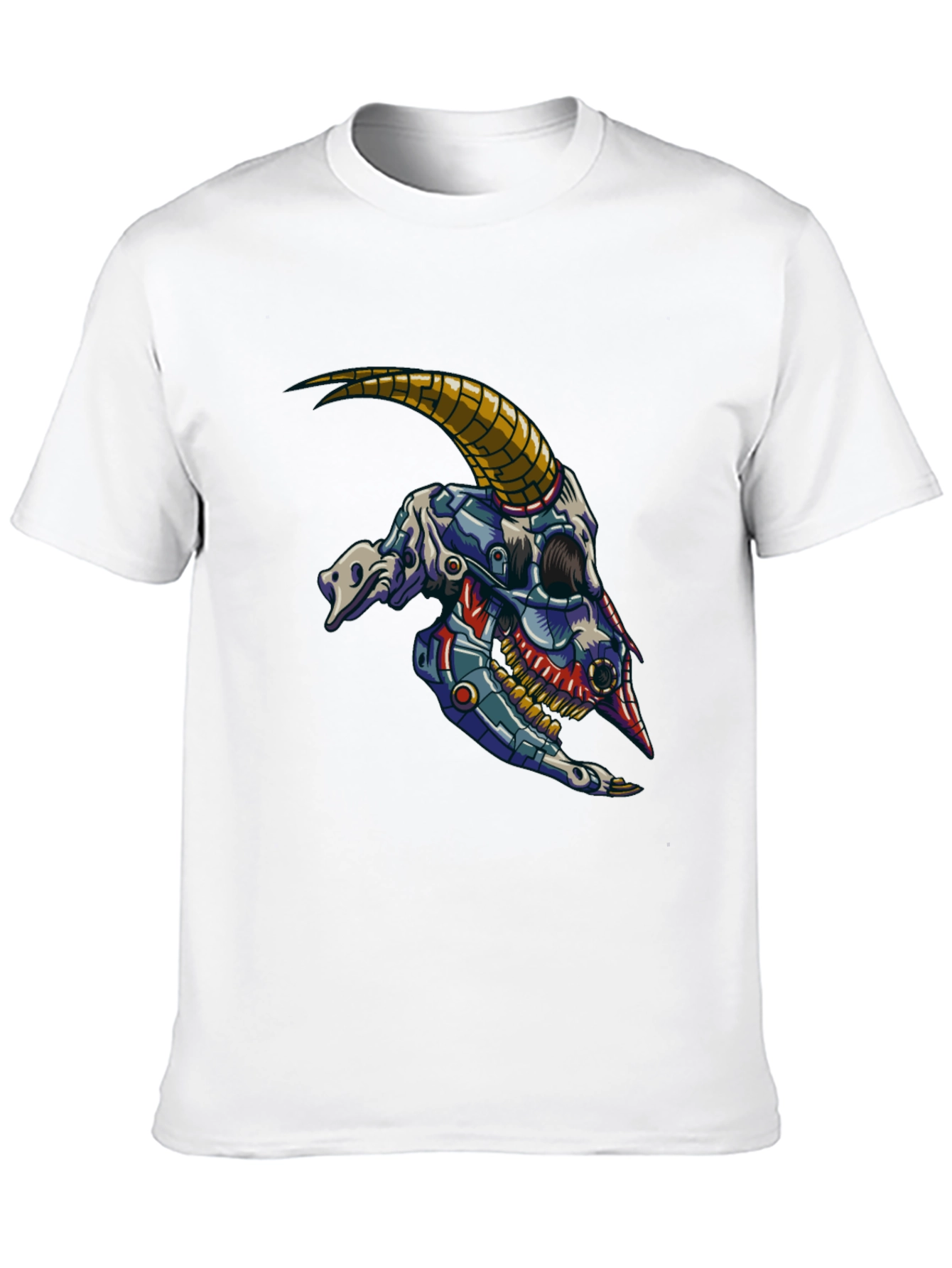 Cyber Goat Skull T-Shirt - Futuristic Design