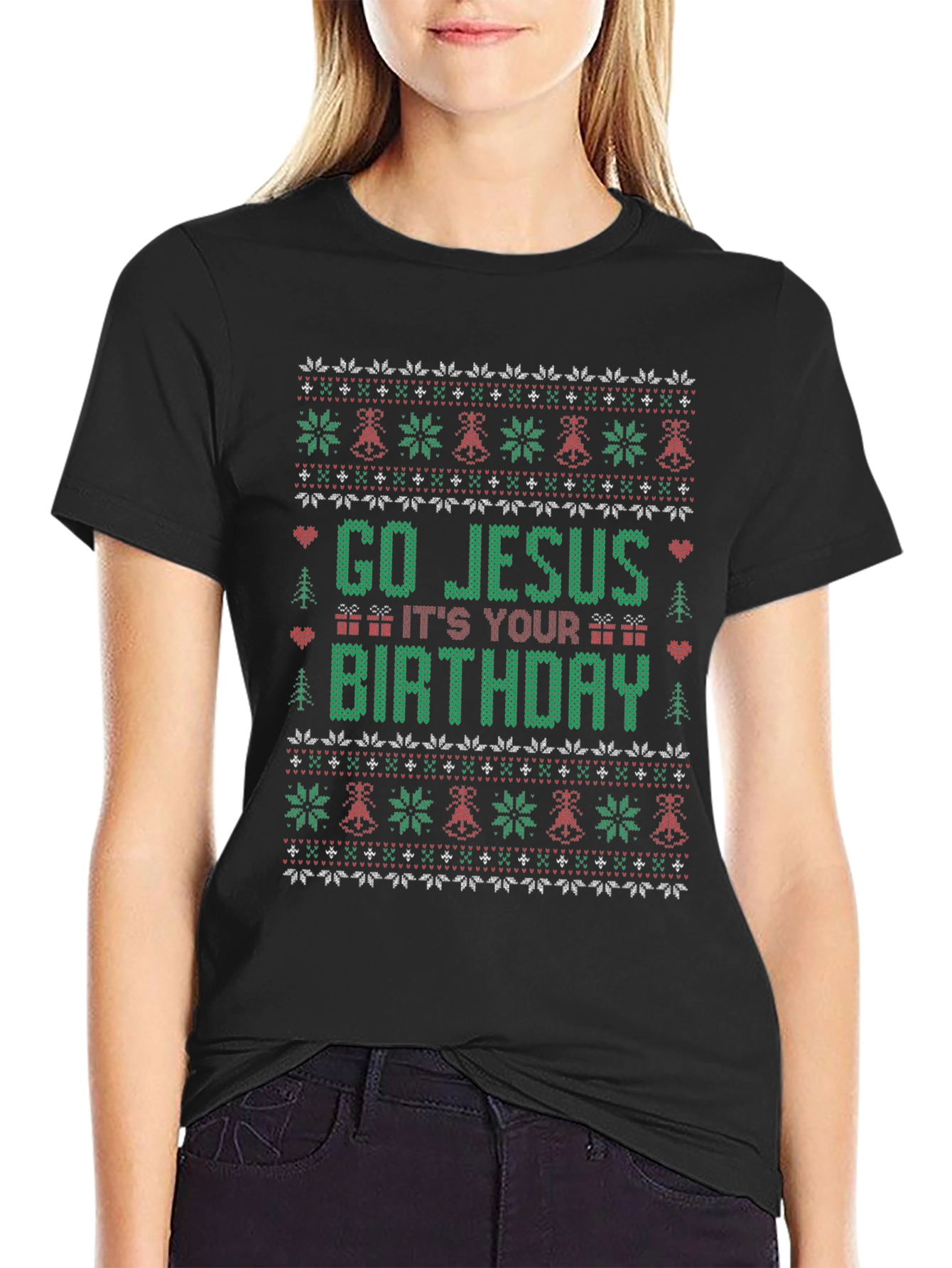 Go Jesus Its Your Birthday Ugly Christmas T-Shirt