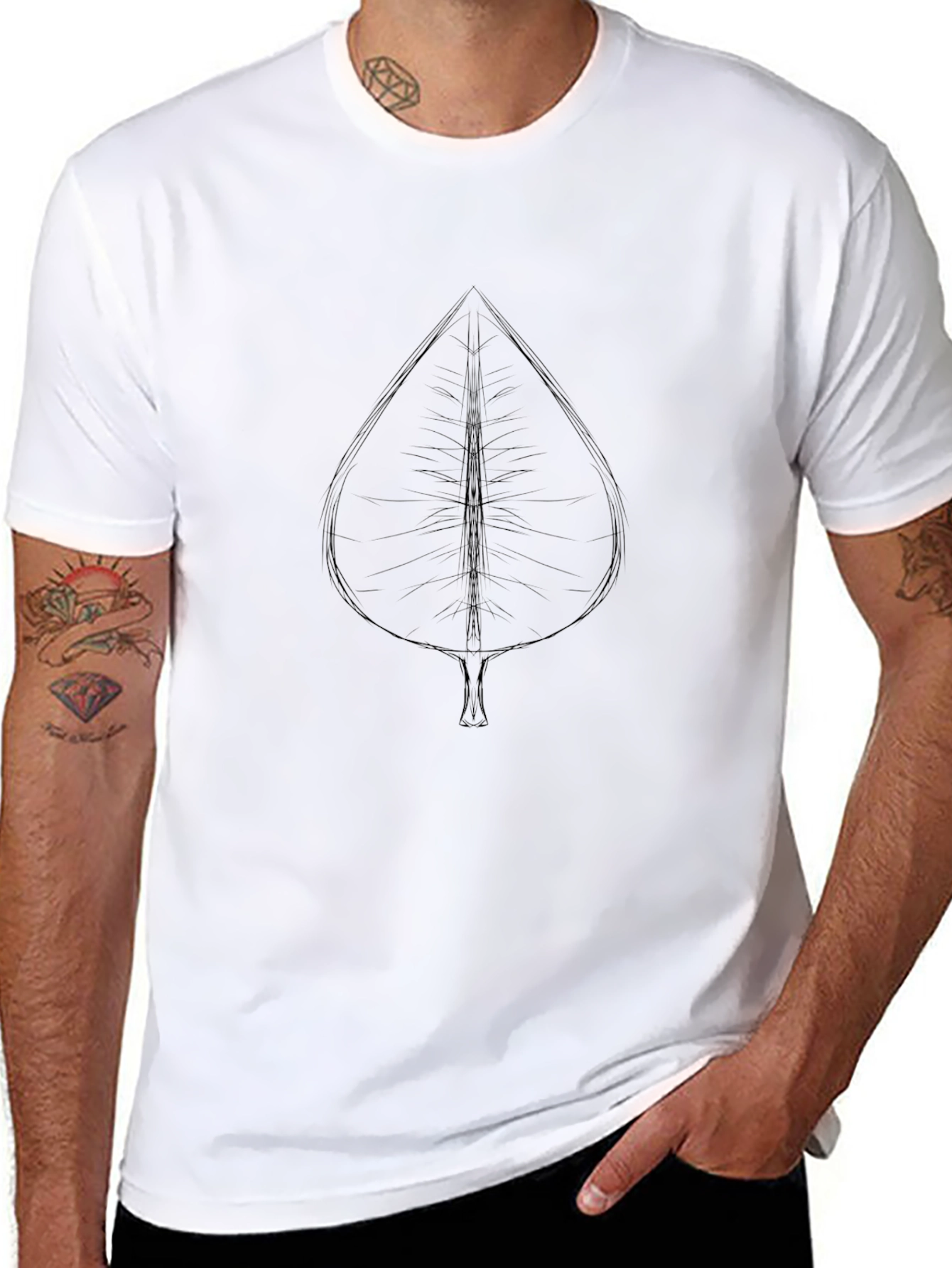Mens Black Spade Leaf Graphic Tee