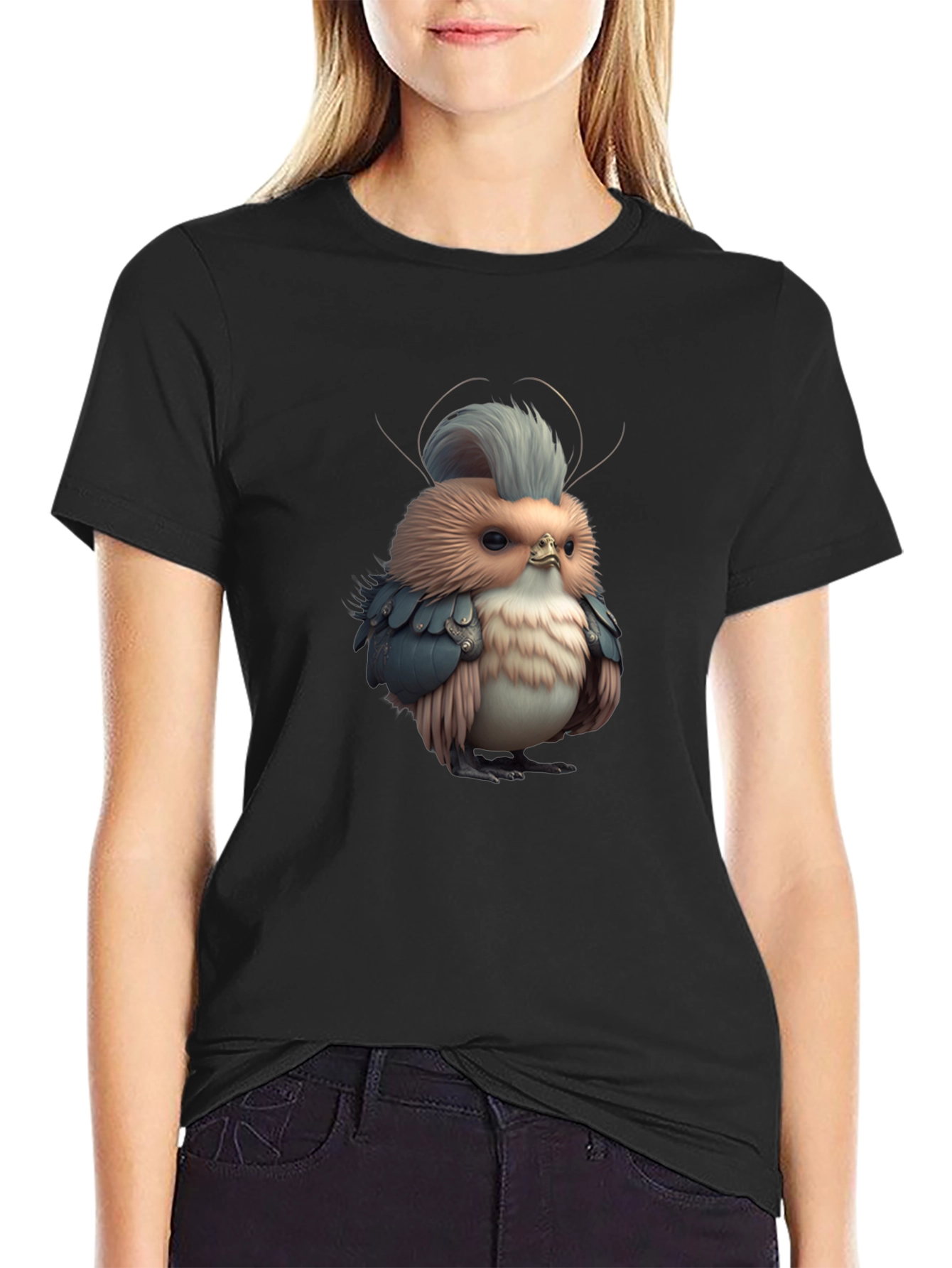 Novelty Bird Graphic Black Tee