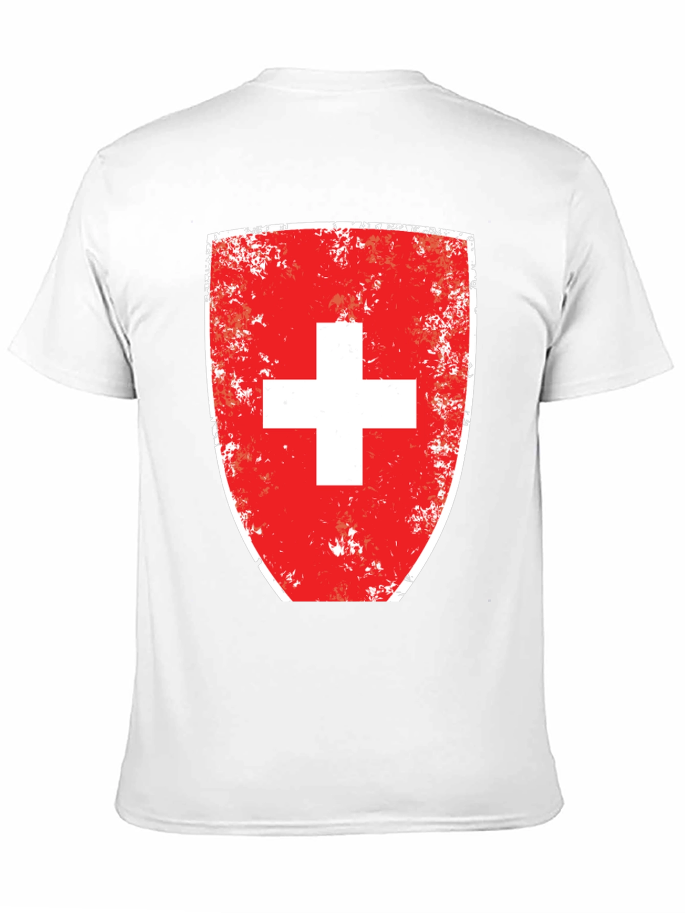 Distressed Swiss Flag Shield Graphic T-Shirt
