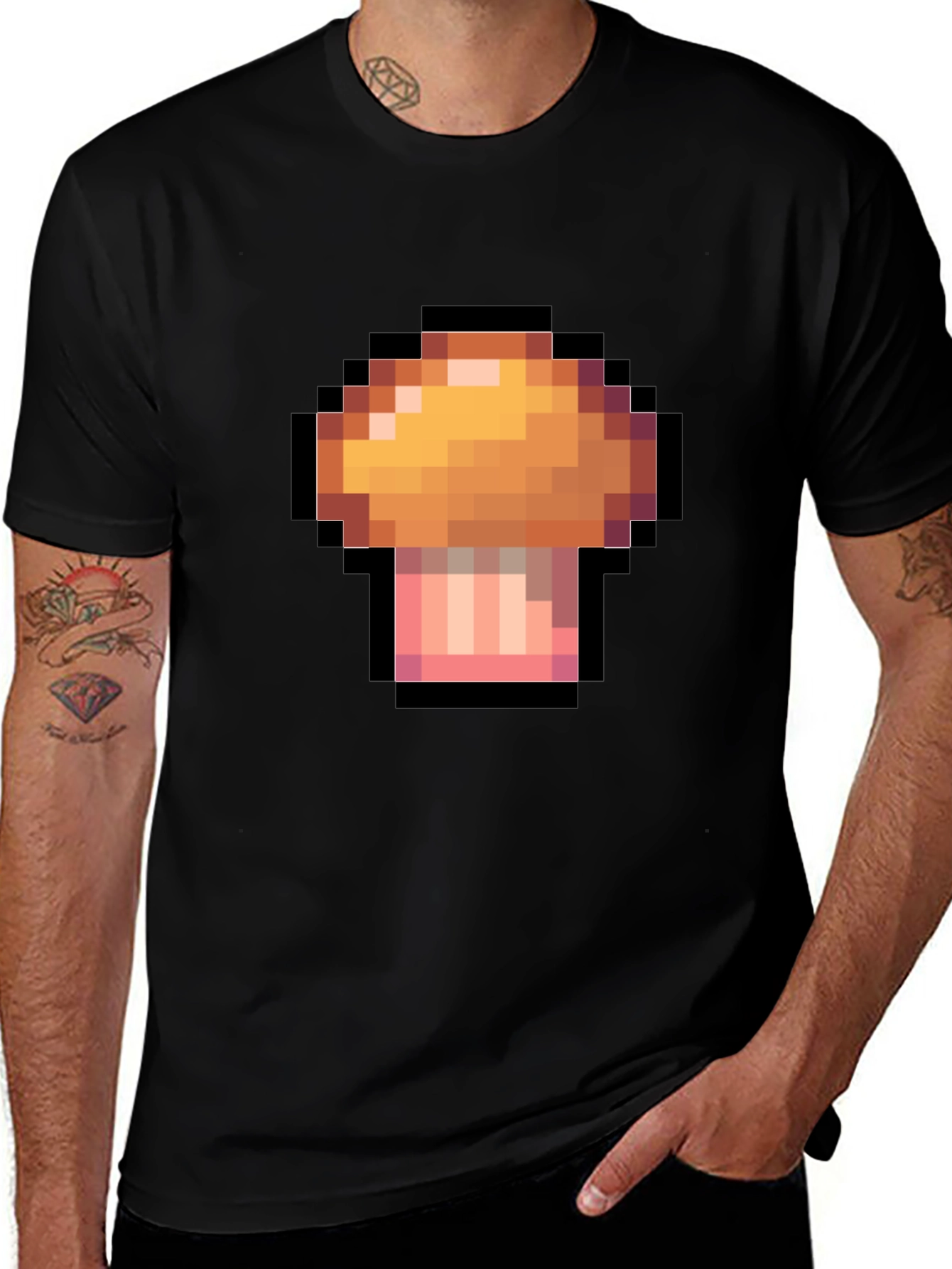 Pixel Mushroom Black T-Shirt - Gaming Inspired Style