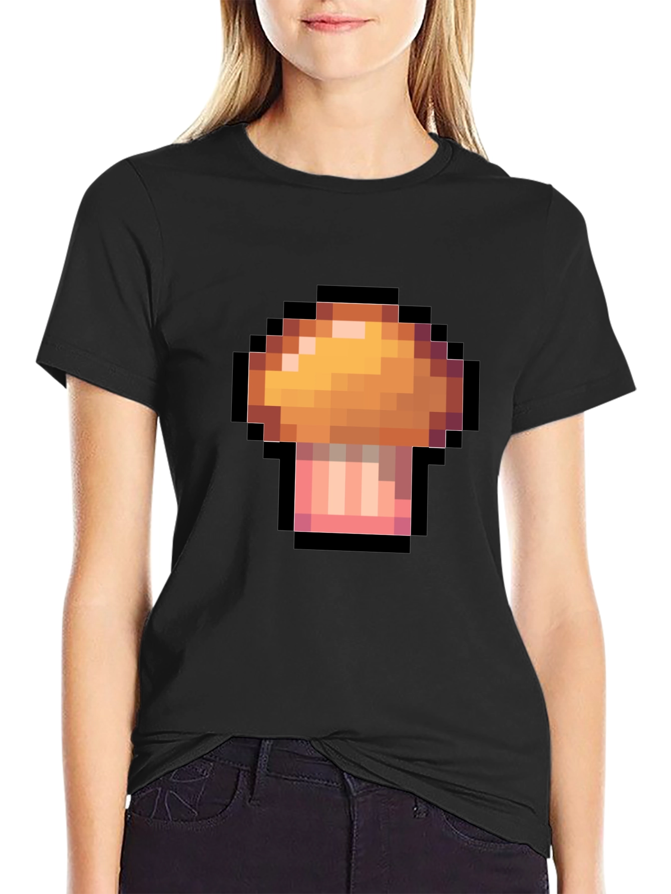Pixel Mushroom Black T-Shirt - Gaming Inspired Style